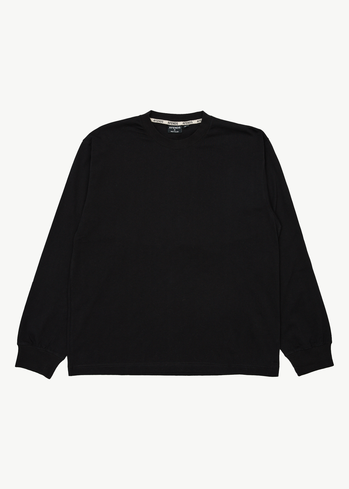 AFENDS Mens Genesis - Boxy Long Sleeve Tee - Black