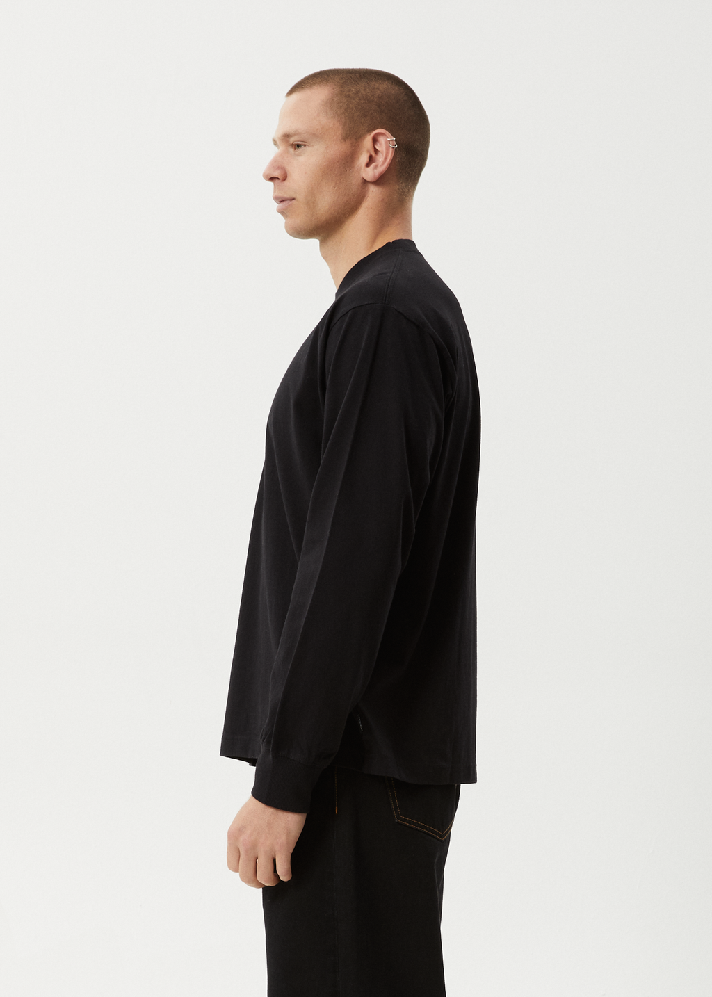 AFENDS Mens Genesis - Boxy Long Sleeve Tee - Black