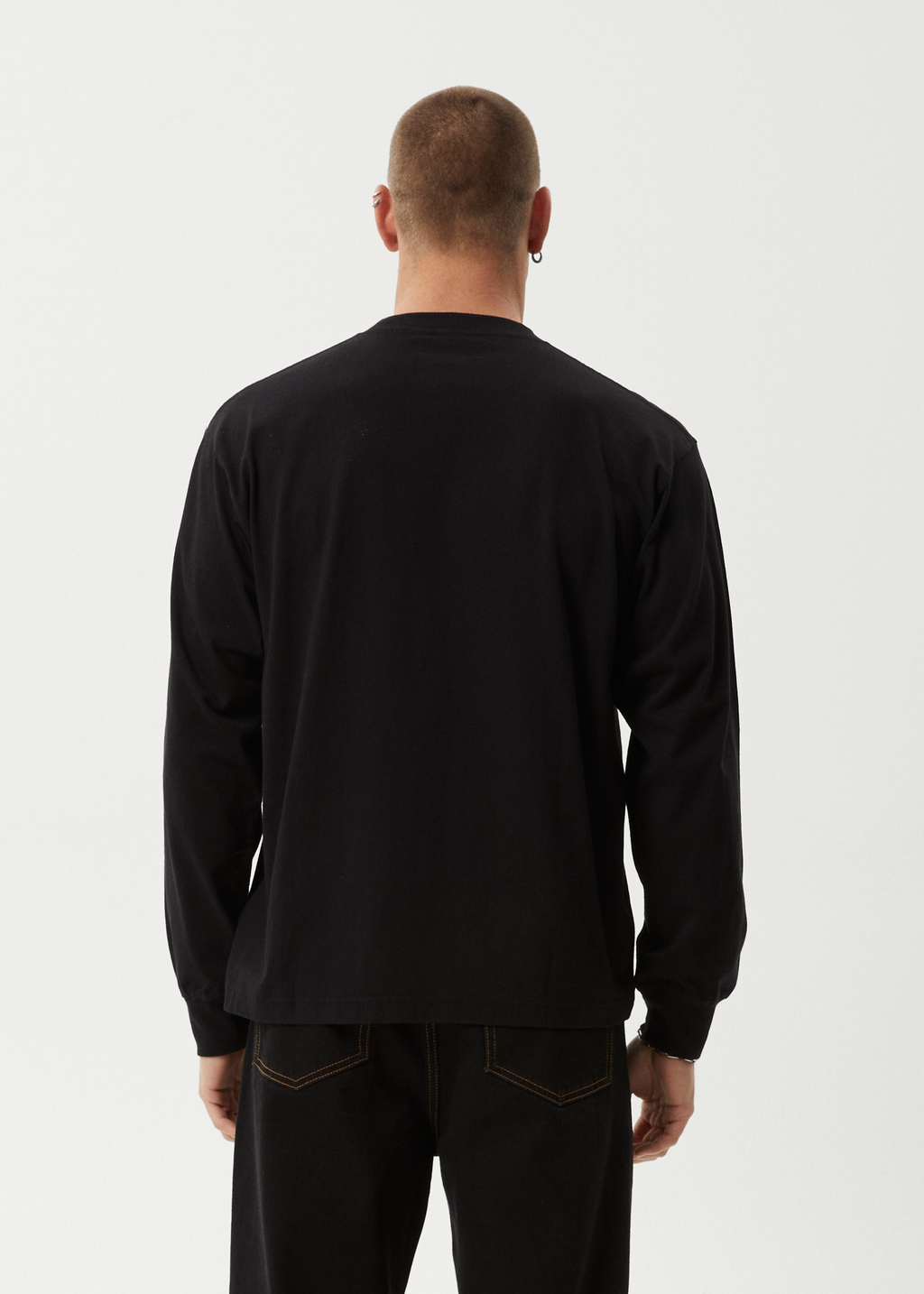 AFENDS Mens Genesis - Boxy Long Sleeve Tee - Black