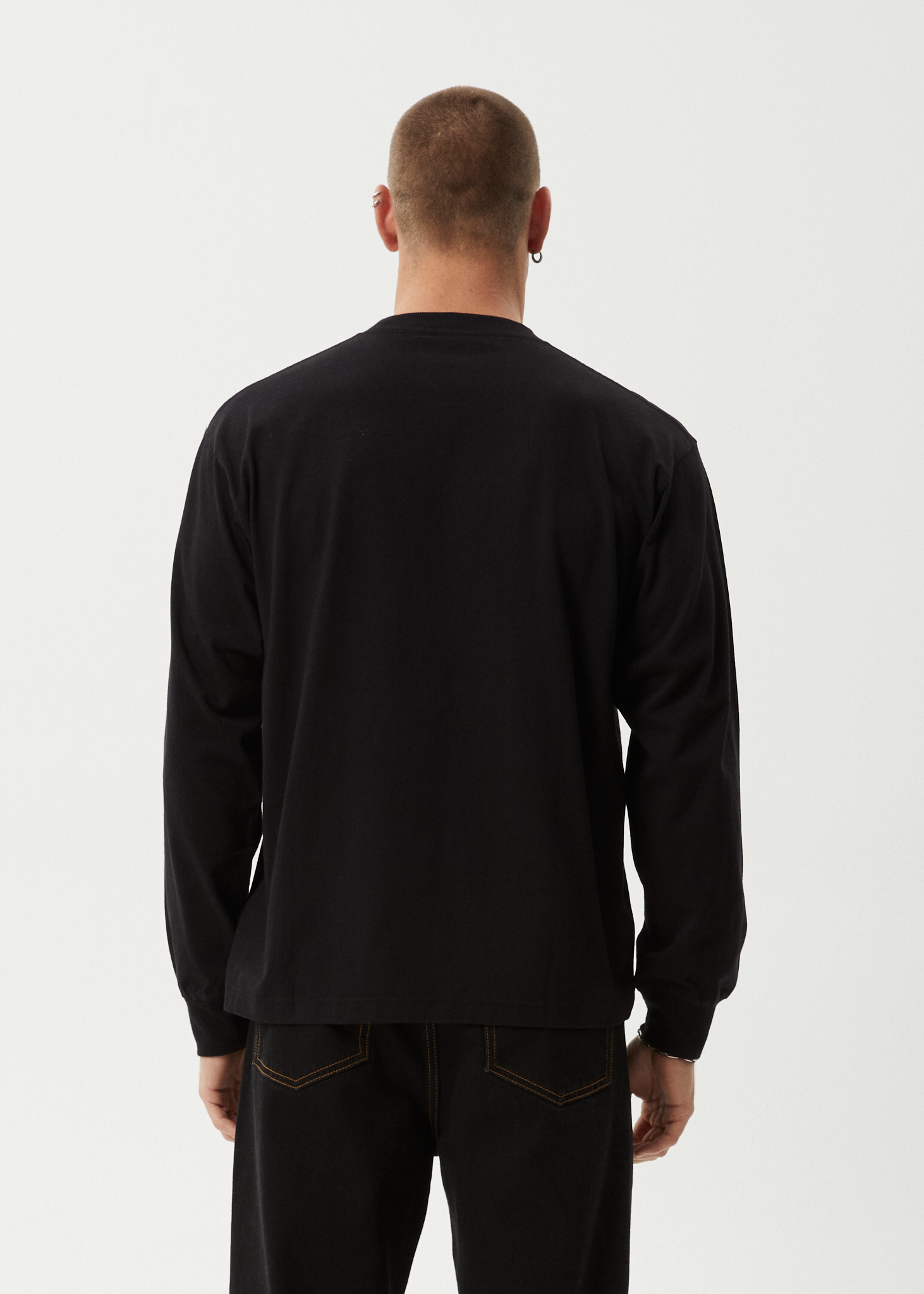 AFENDS Mens Genesis - Boxy Long Sleeve Tee - Black
