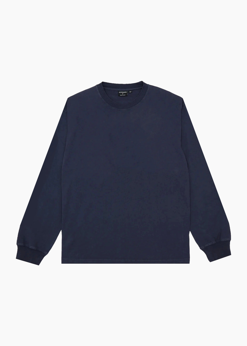 AFENDS Mens Genesis - Boxy Long Sleeve Tee - Washed Deep Sea