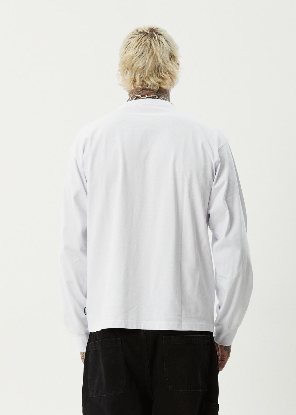 AFENDS Mens Genesis - Boxy Long Sleeve Tee - White