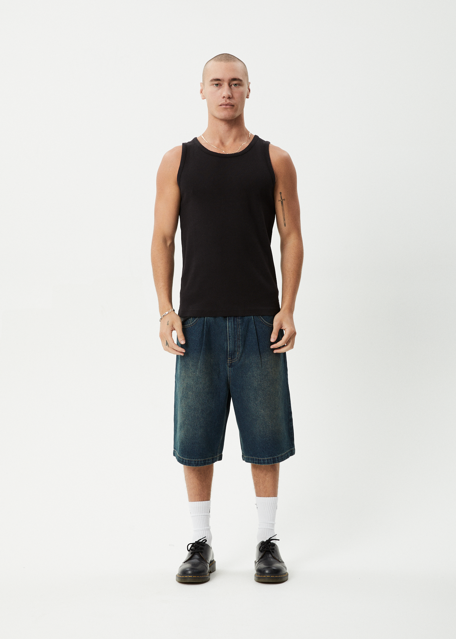 AFENDS Mens Paramount - Rib Singlet - Black