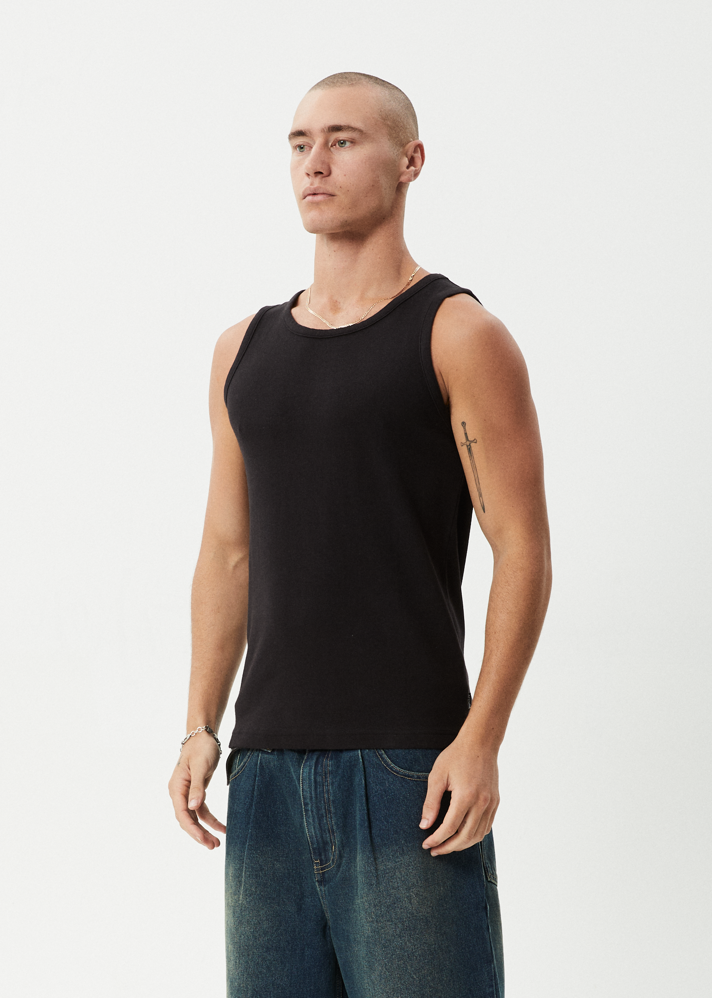 AFENDS Mens Paramount - Rib Singlet - Black