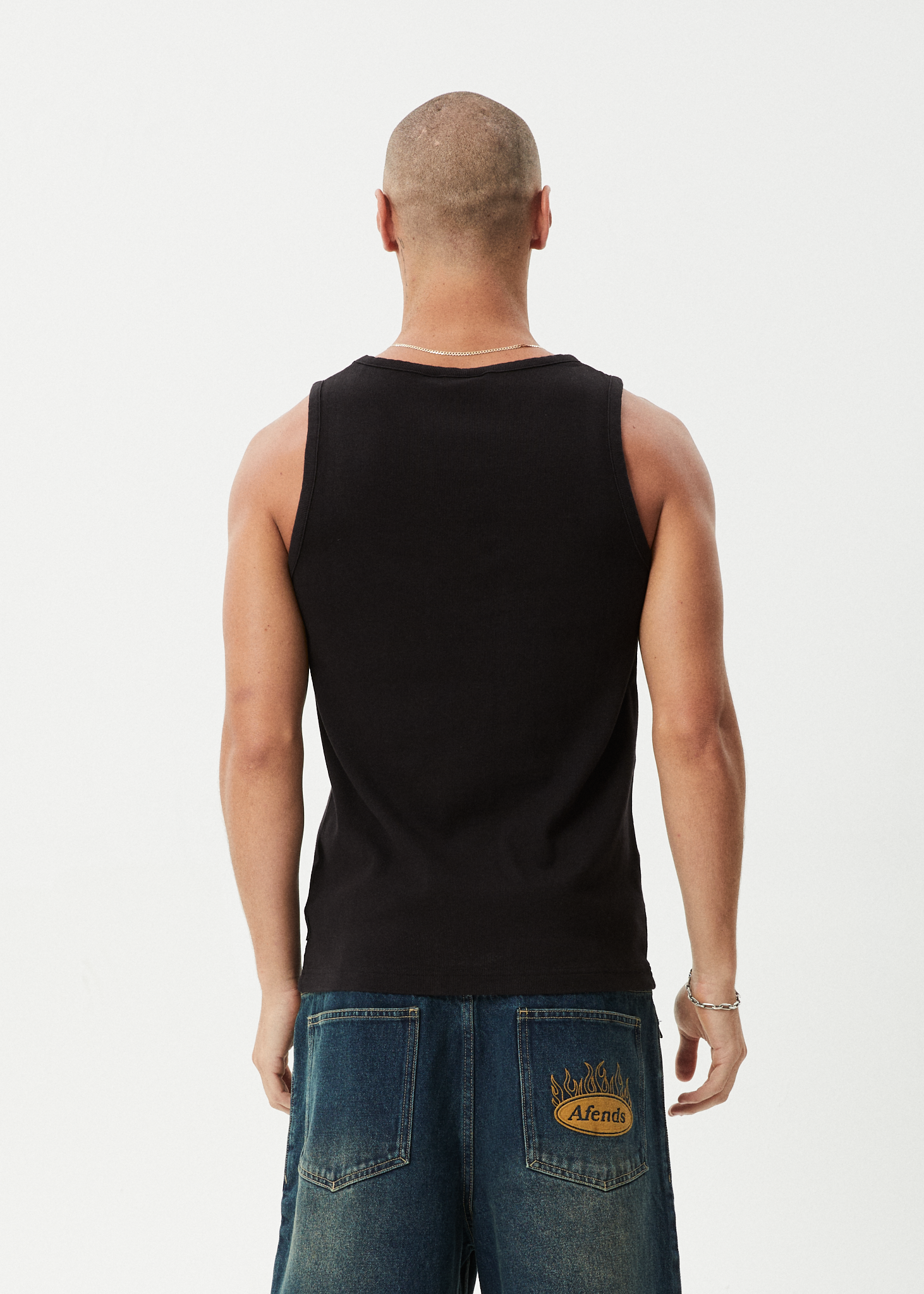 AFENDS Mens Paramount - Rib Singlet - Black