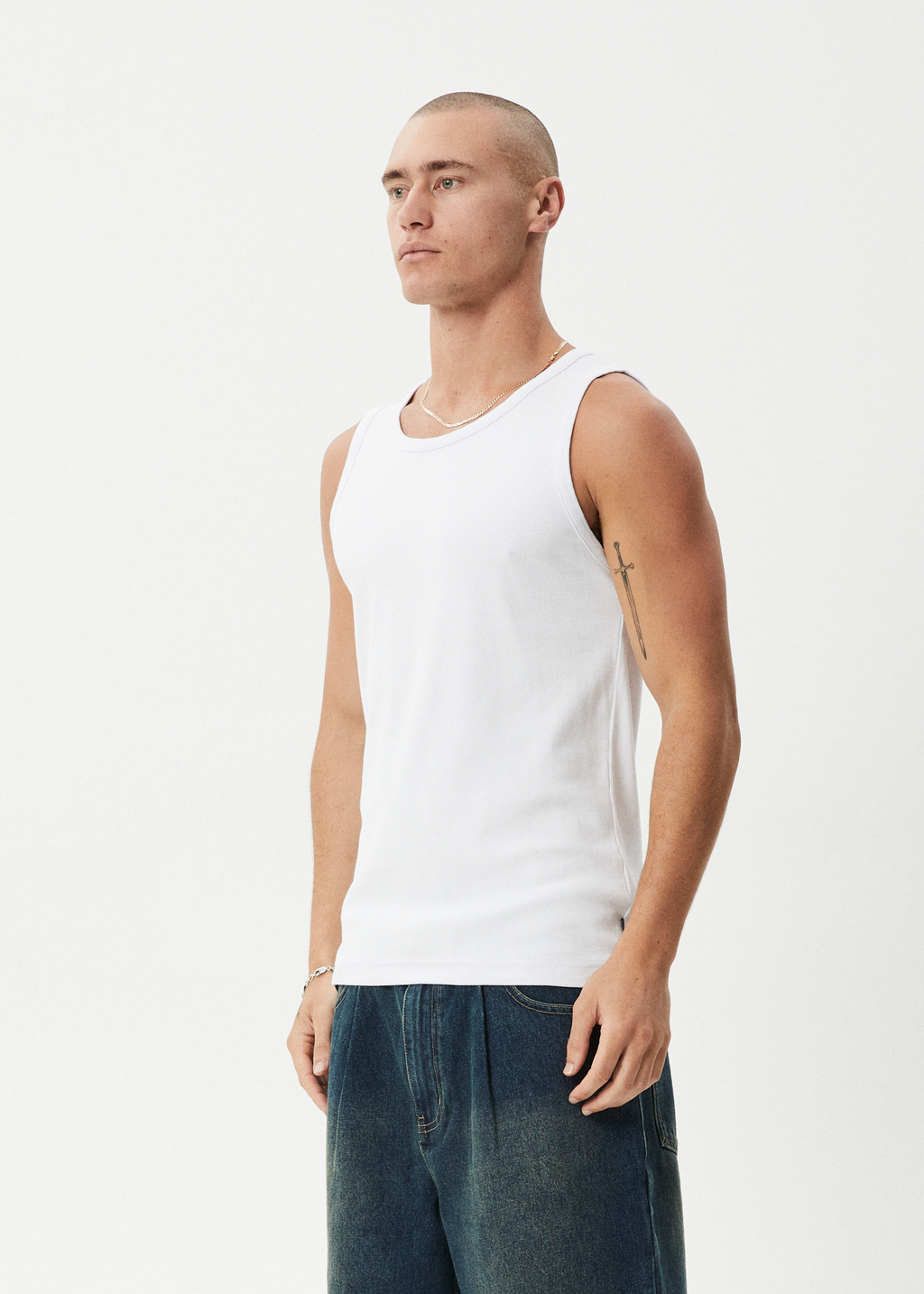 AFENDS Mens Paramount - Rib Singlet - White