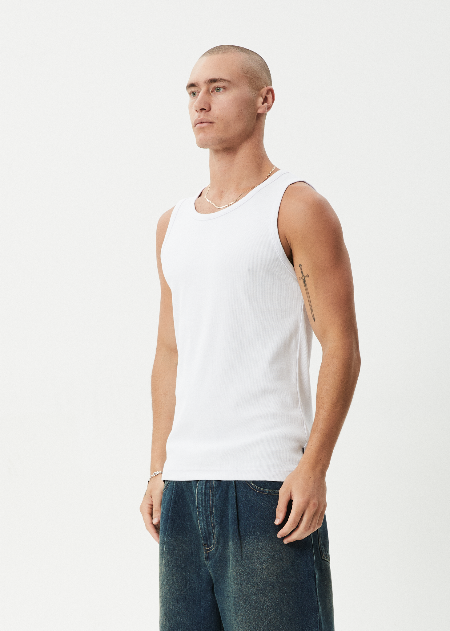 AFENDS Mens Paramount - Rib Singlet - White