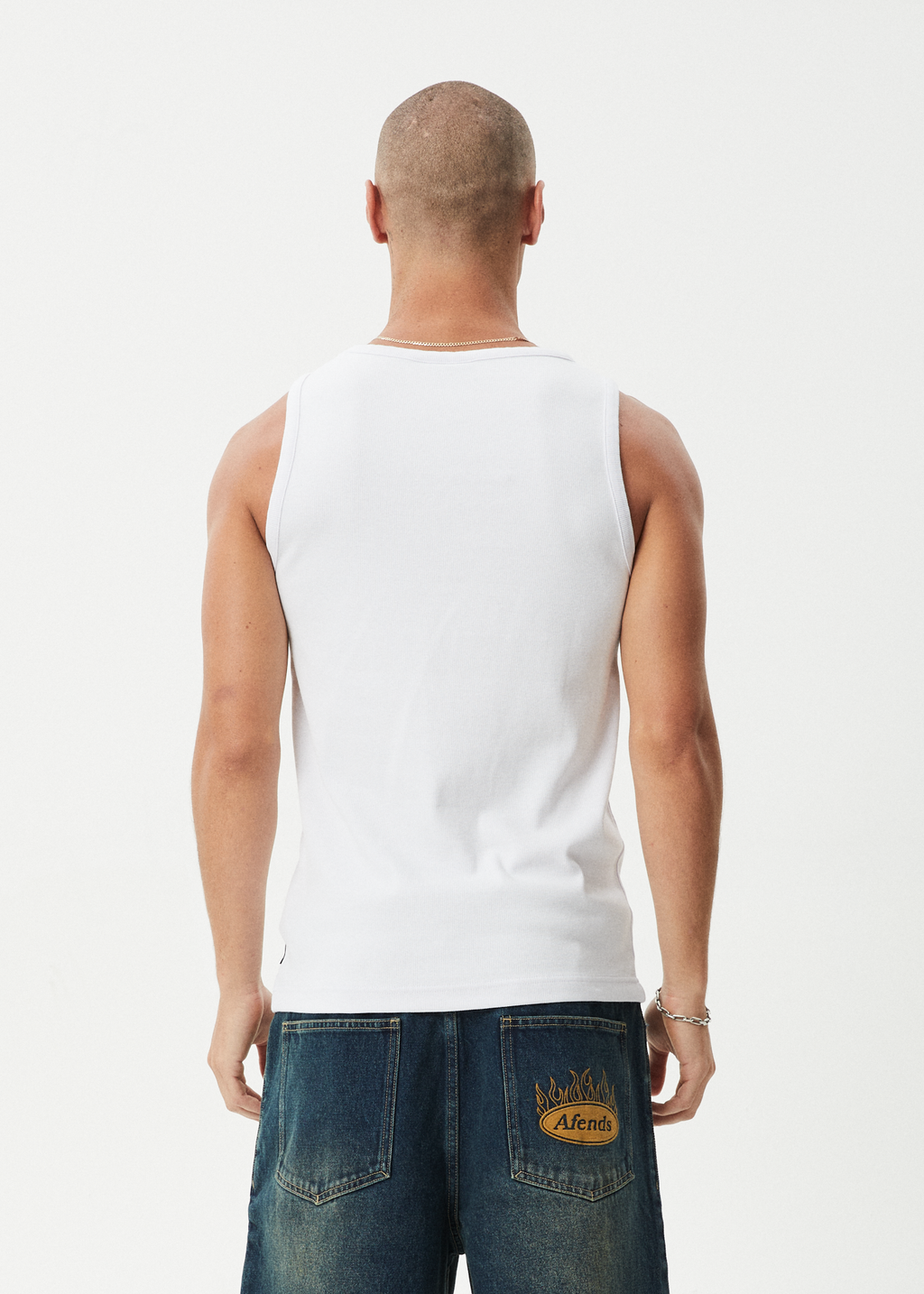 AFENDS Mens Paramount - Rib Singlet - White