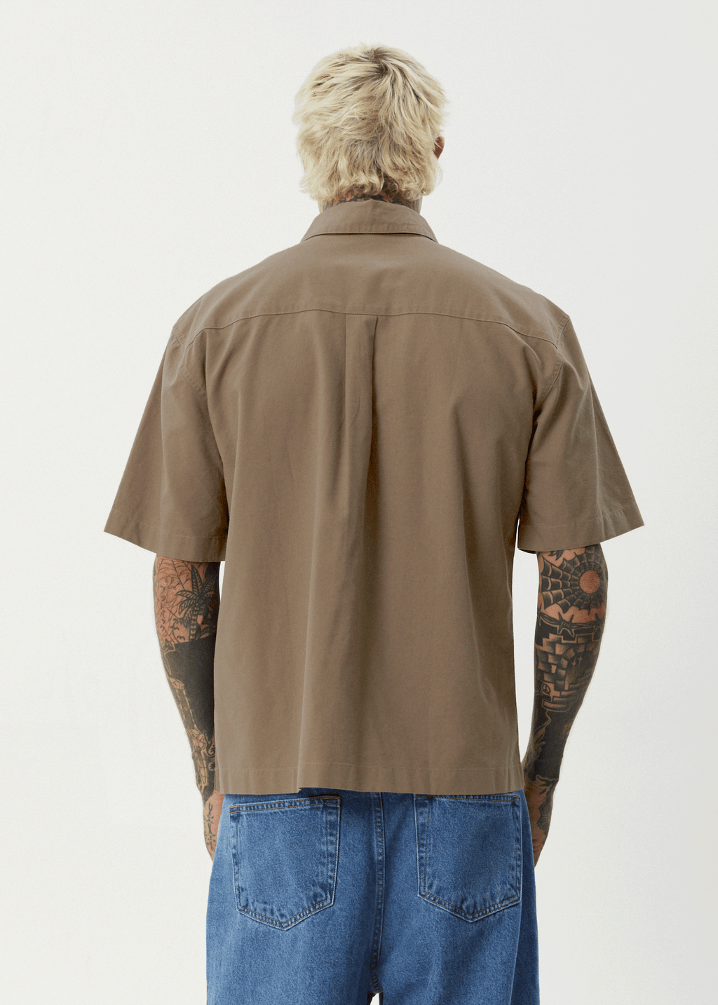 AFENDS Mens Everyday - Short Sleeve Shirt - Fossil