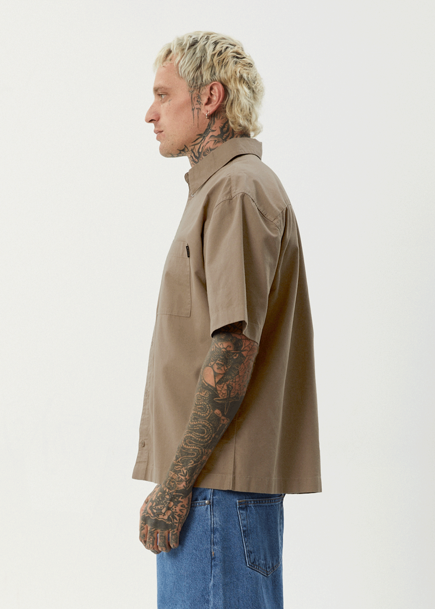AFENDS Mens Everyday - Short Sleeve Shirt - Fossil