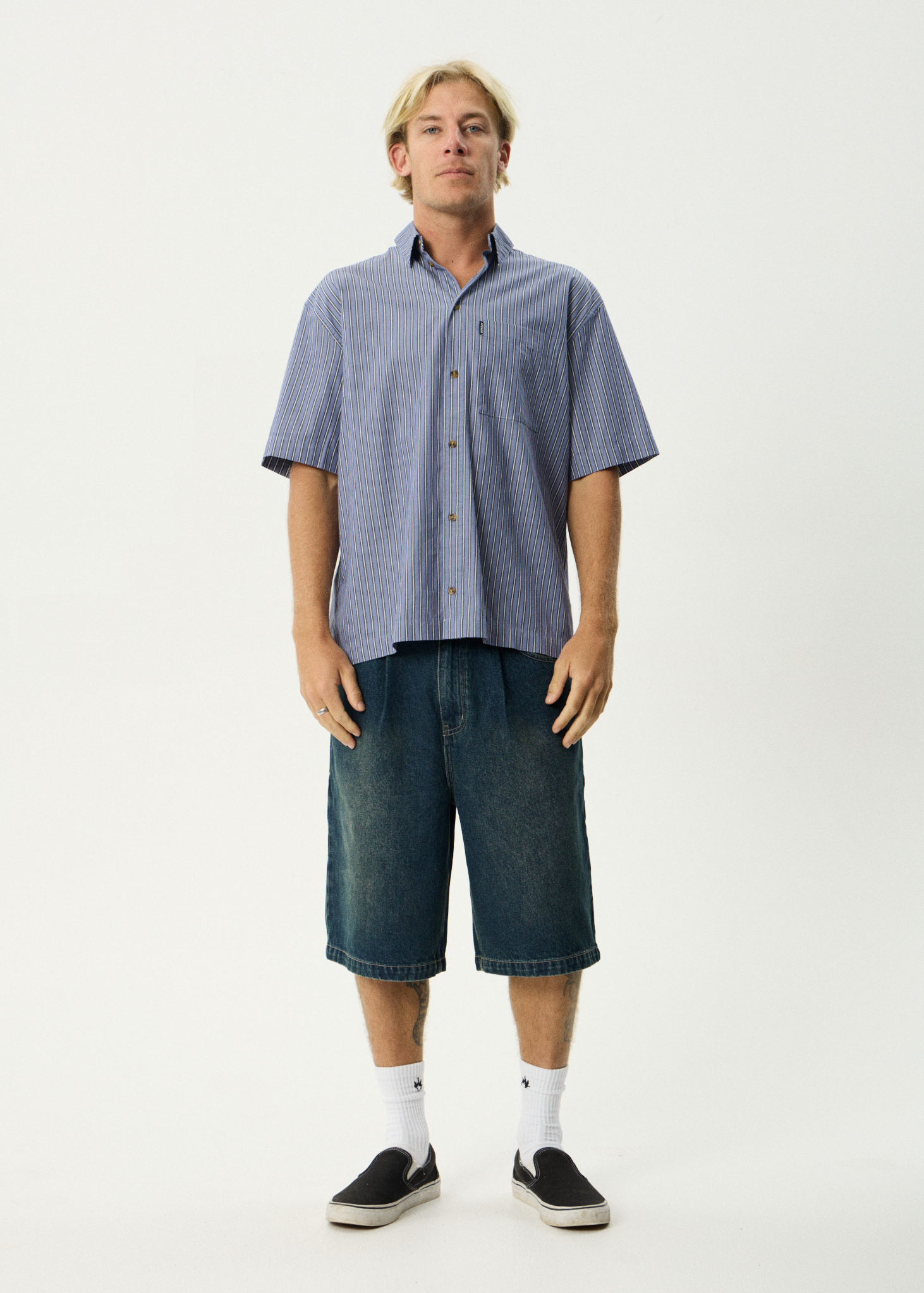 AFENDS Mens Shipwreck Stripe - Short Sleeve Shirt - Marlin