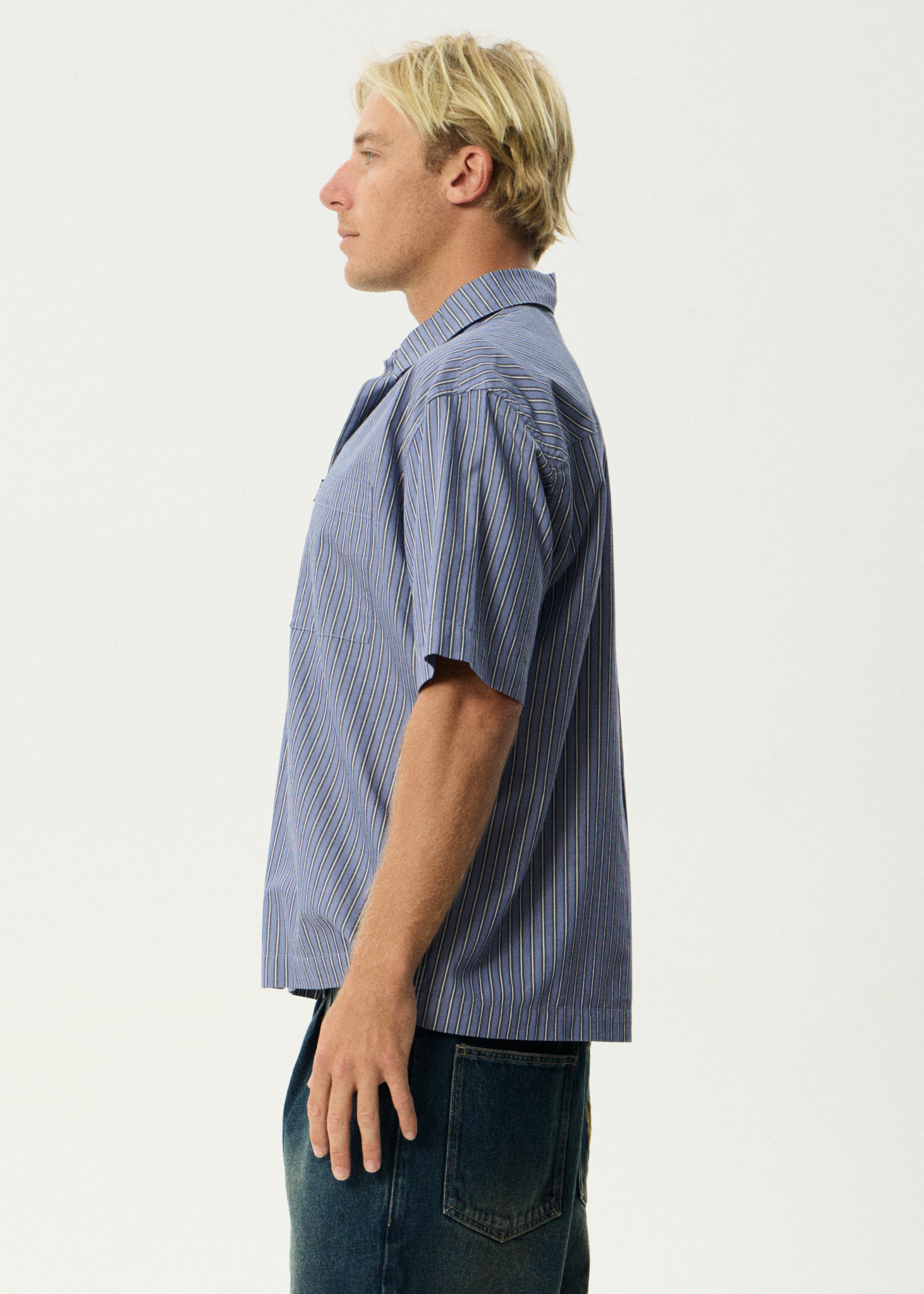 AFENDS Mens Shipwreck Stripe - Short Sleeve Shirt - Marlin