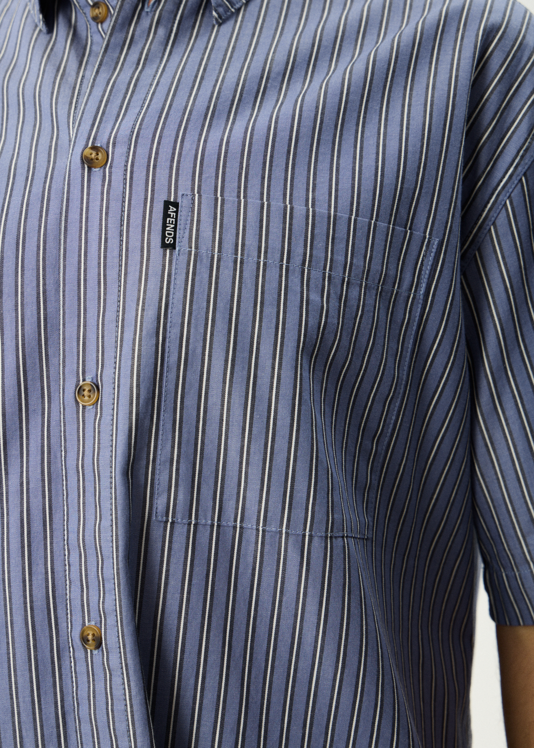 AFENDS Mens Shipwreck Stripe - Short Sleeve Shirt - Marlin