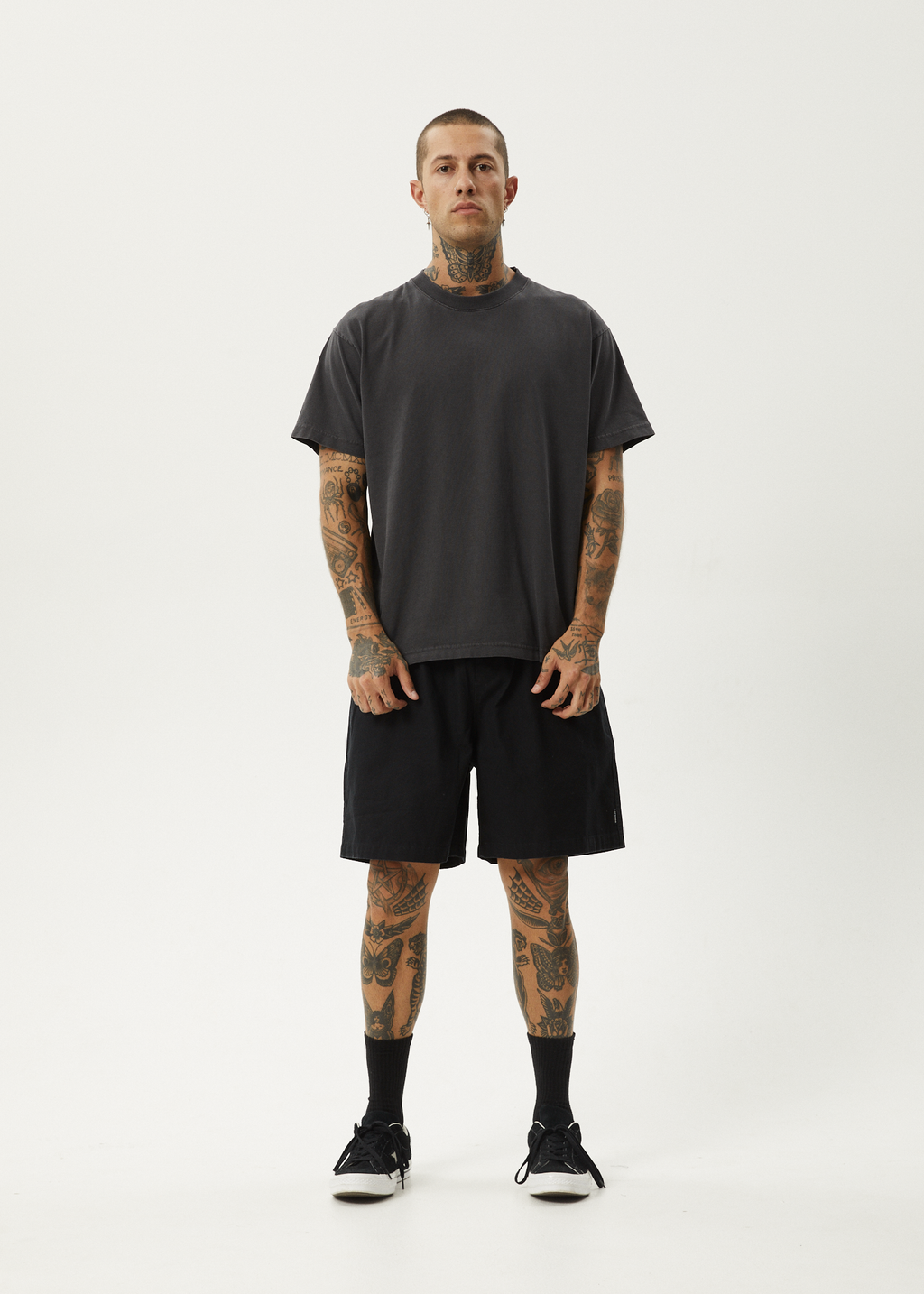 AFENDS Mens Ninety Eights - Oversized Short 20" - Black