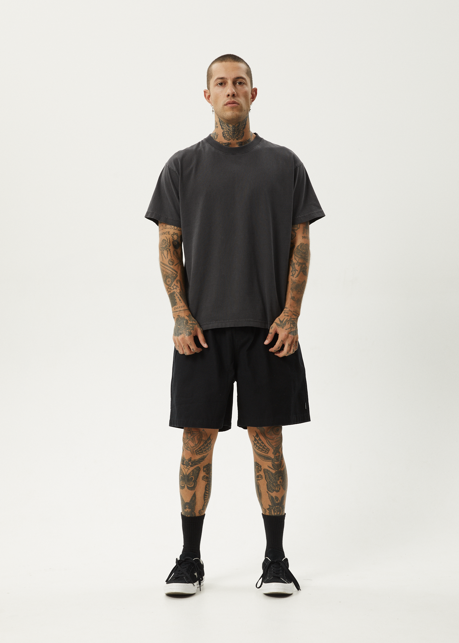 AFENDS Mens Ninety Eights - Oversized Short 20" - Black