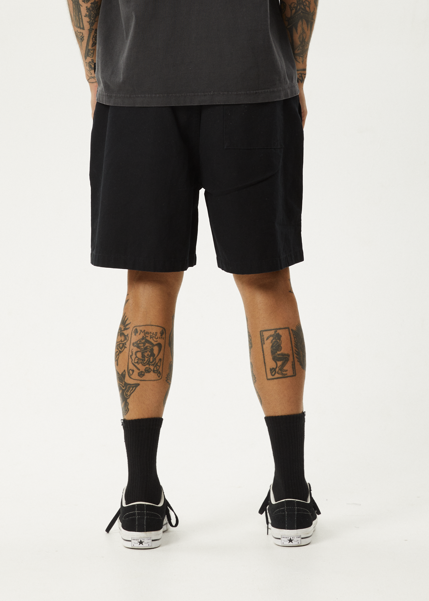 AFENDS Mens Ninety Eights - Oversized Short 20" - Black