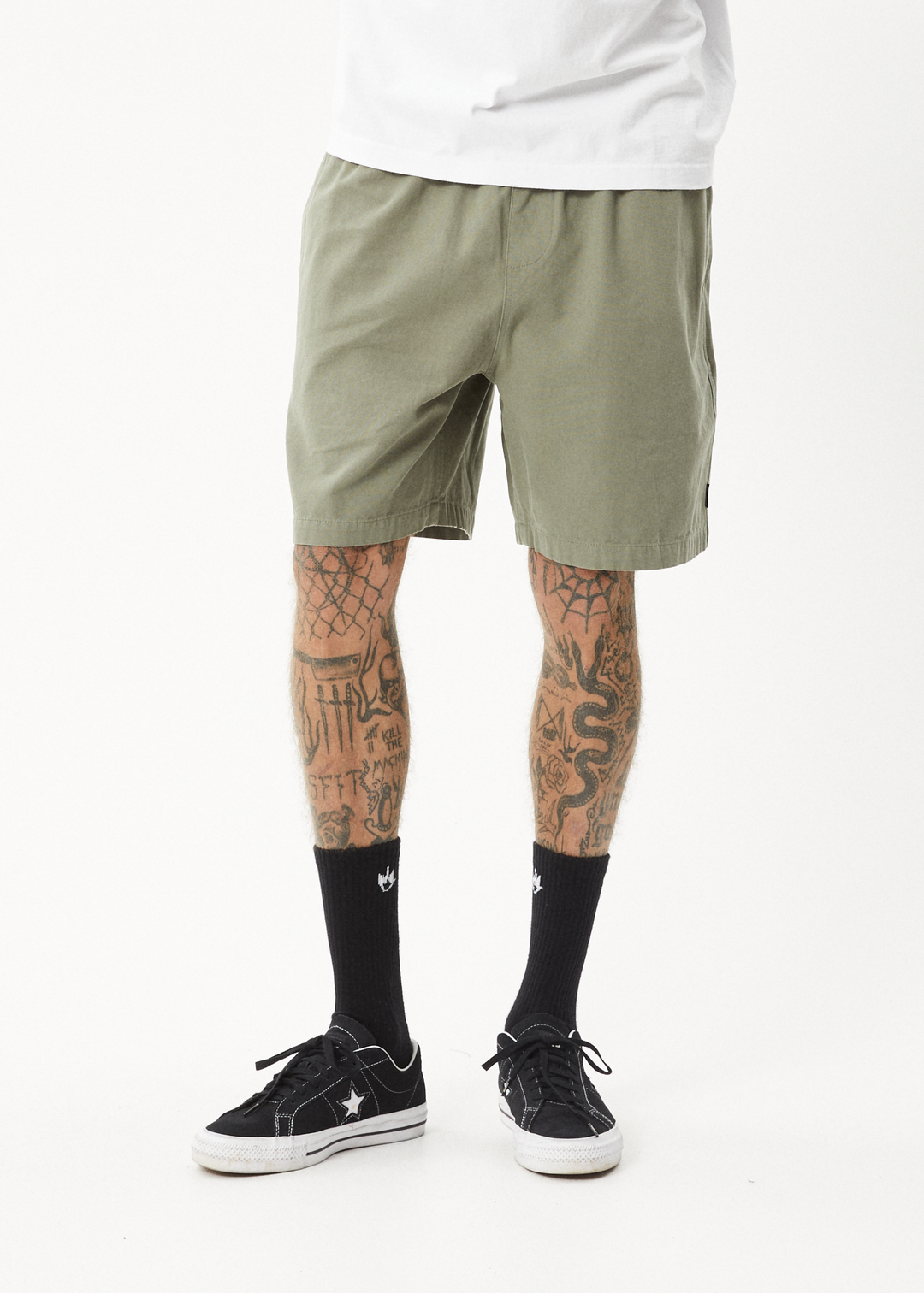 AFENDS Mens Ninety Eights - Oversized Short 20 Inch - Olive 