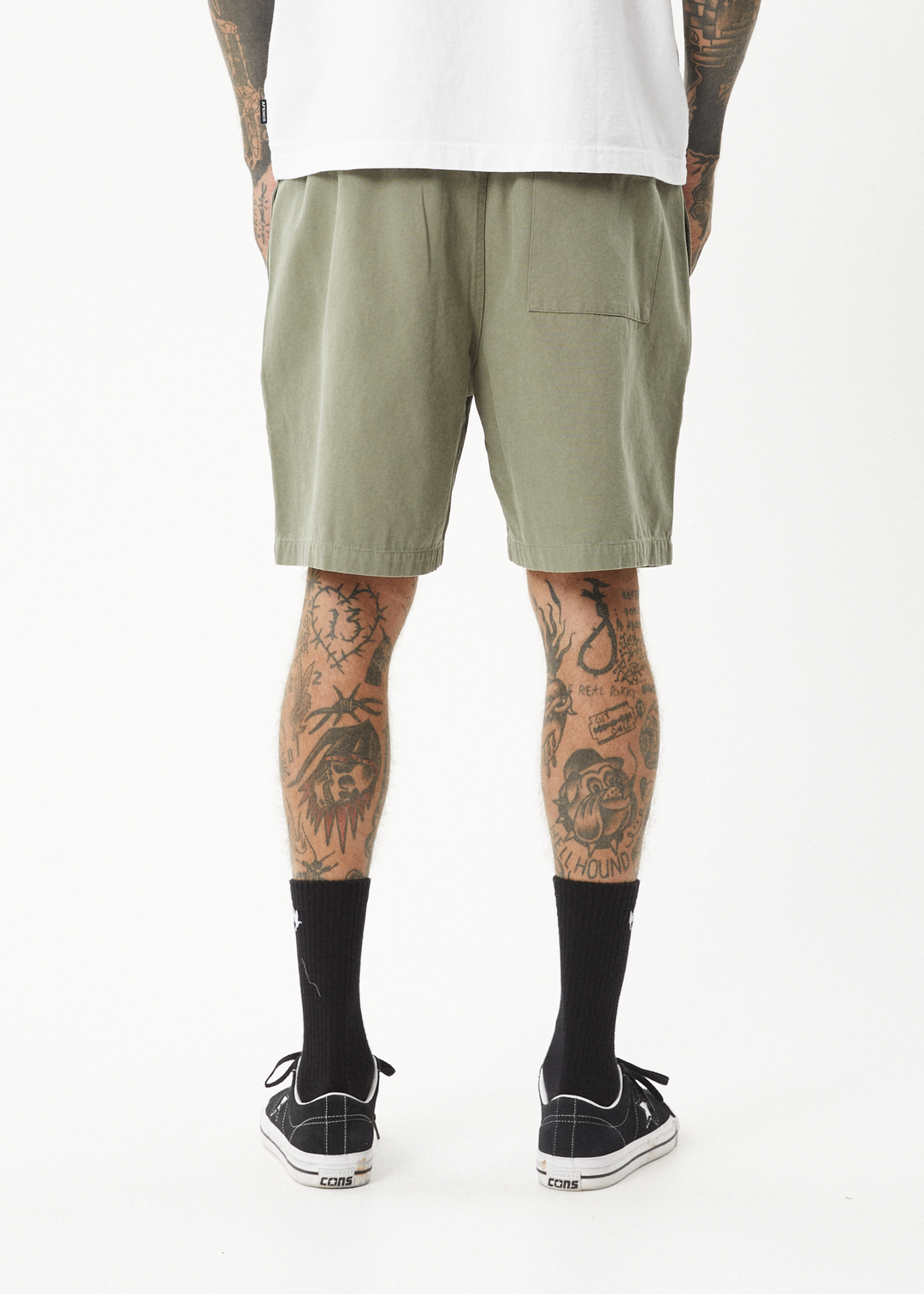 AFENDS Mens Ninety Eights - Oversized Short 20 Inch - Olive 