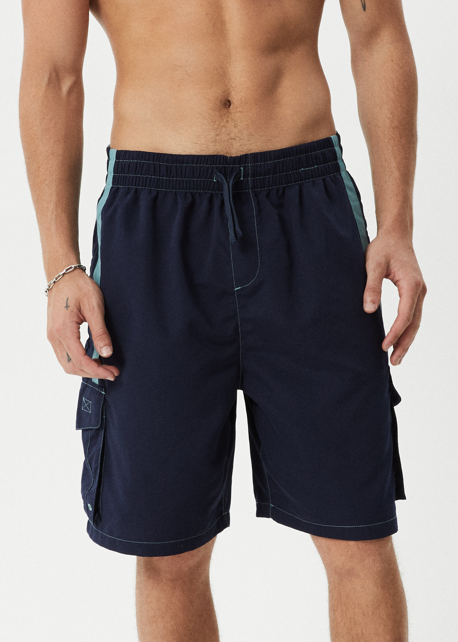 AFENDS Mens House Related - Cargo Swim Short 20" - Deep Sea
