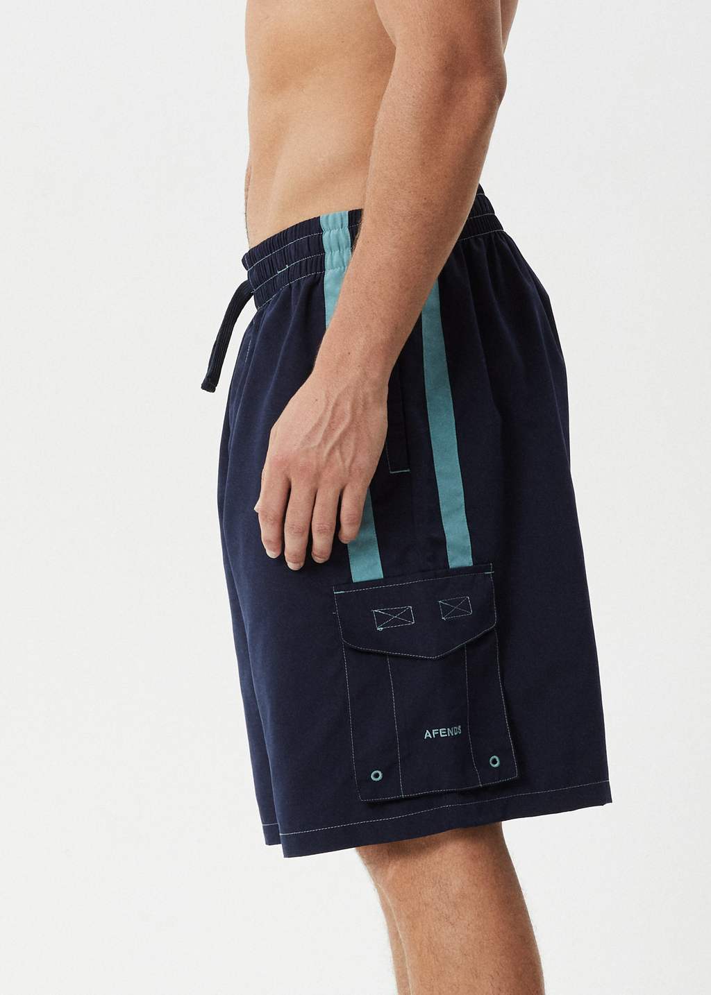 AFENDS Mens House Related - Cargo Swim Short 21" - Deep Sea