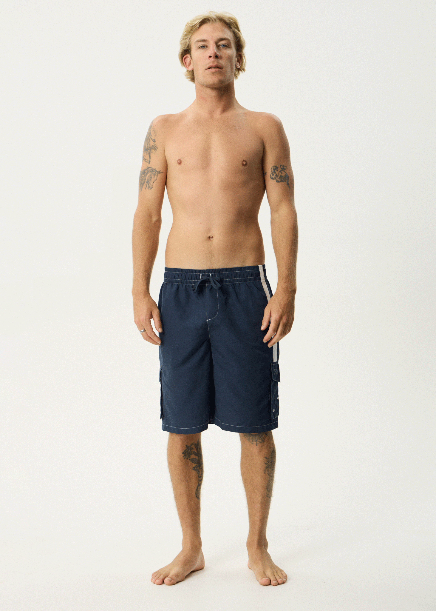 AFENDS Mens House Related - Cargo Swim Short 20" - Navy