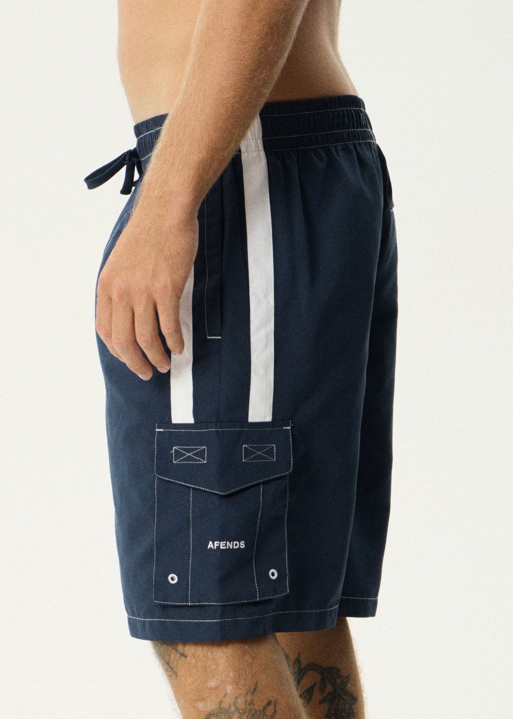AFENDS Mens House Related - Cargo Swim Short 20" - Navy