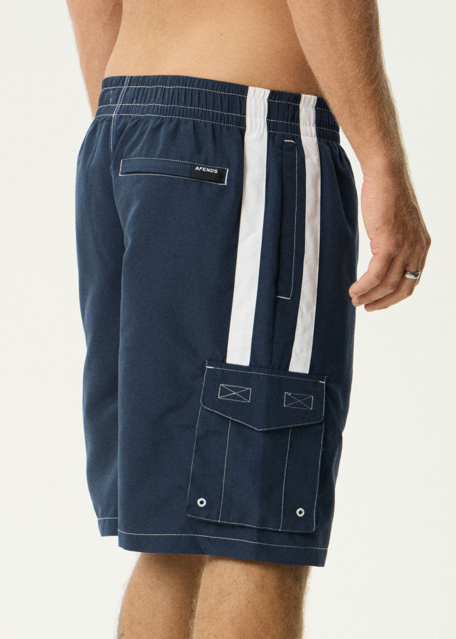 AFENDS Mens House Related - Cargo Swim Short 20" - Navy