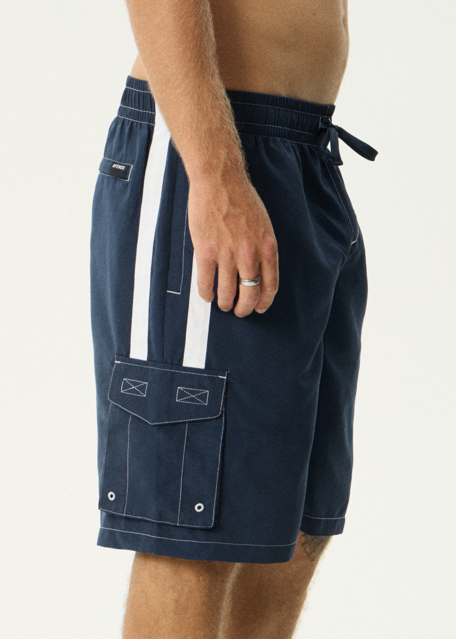 AFENDS Mens House Related - Cargo Swim Short 20" - Navy