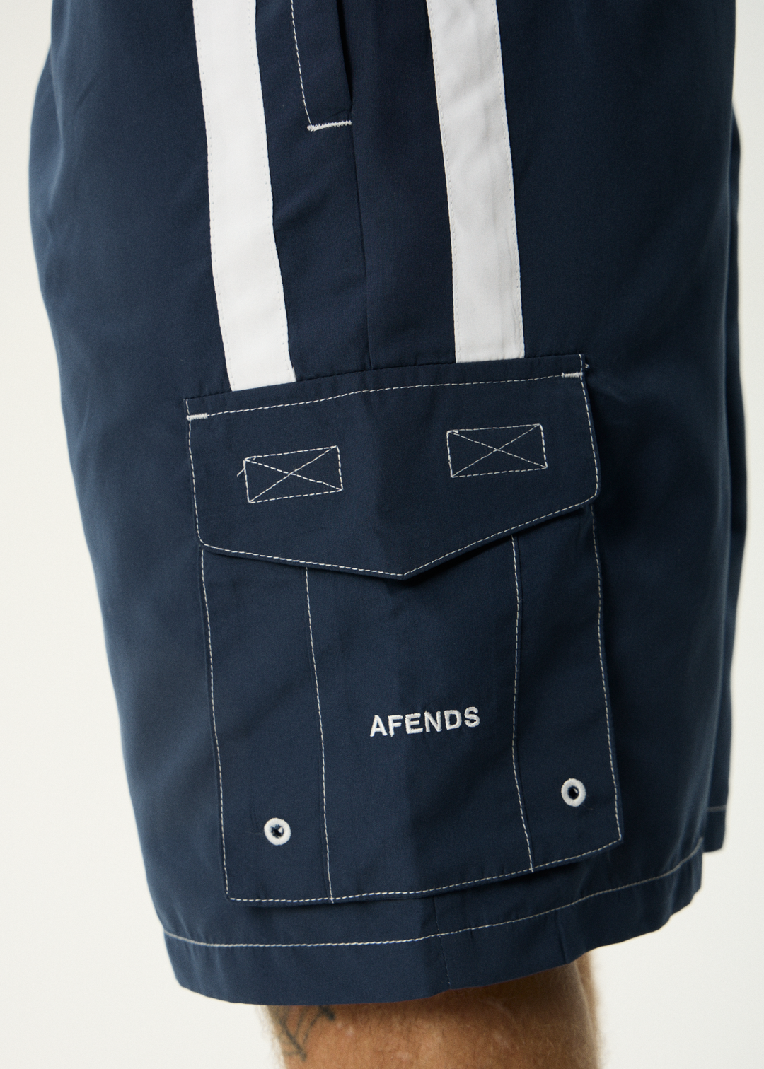 AFENDS Mens House Related - Cargo Swim Short 20" - Navy