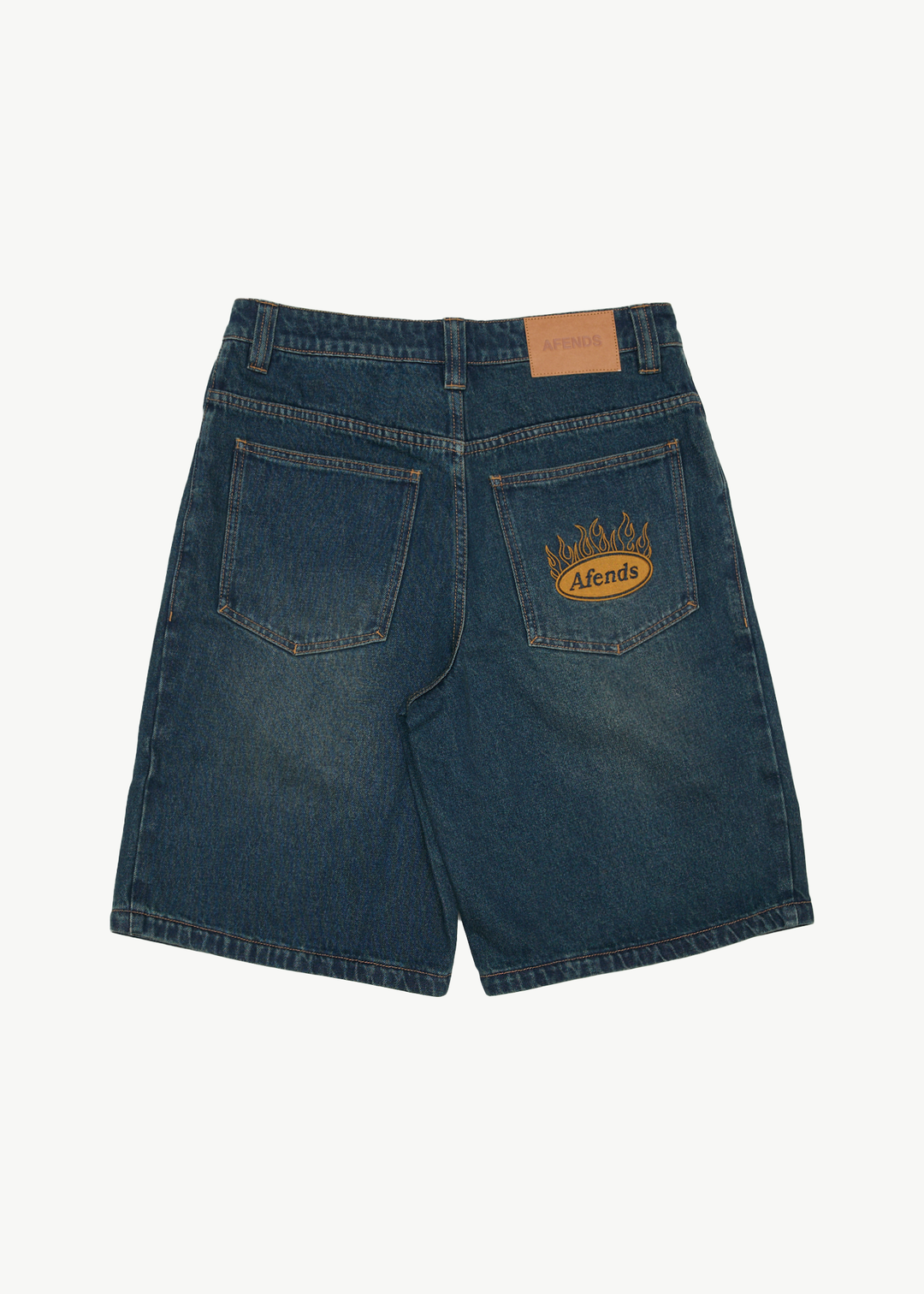 AFENDS Mens Fast Forward - Denim Ultra Baggy Pleated Short 24" - Vintage Wash