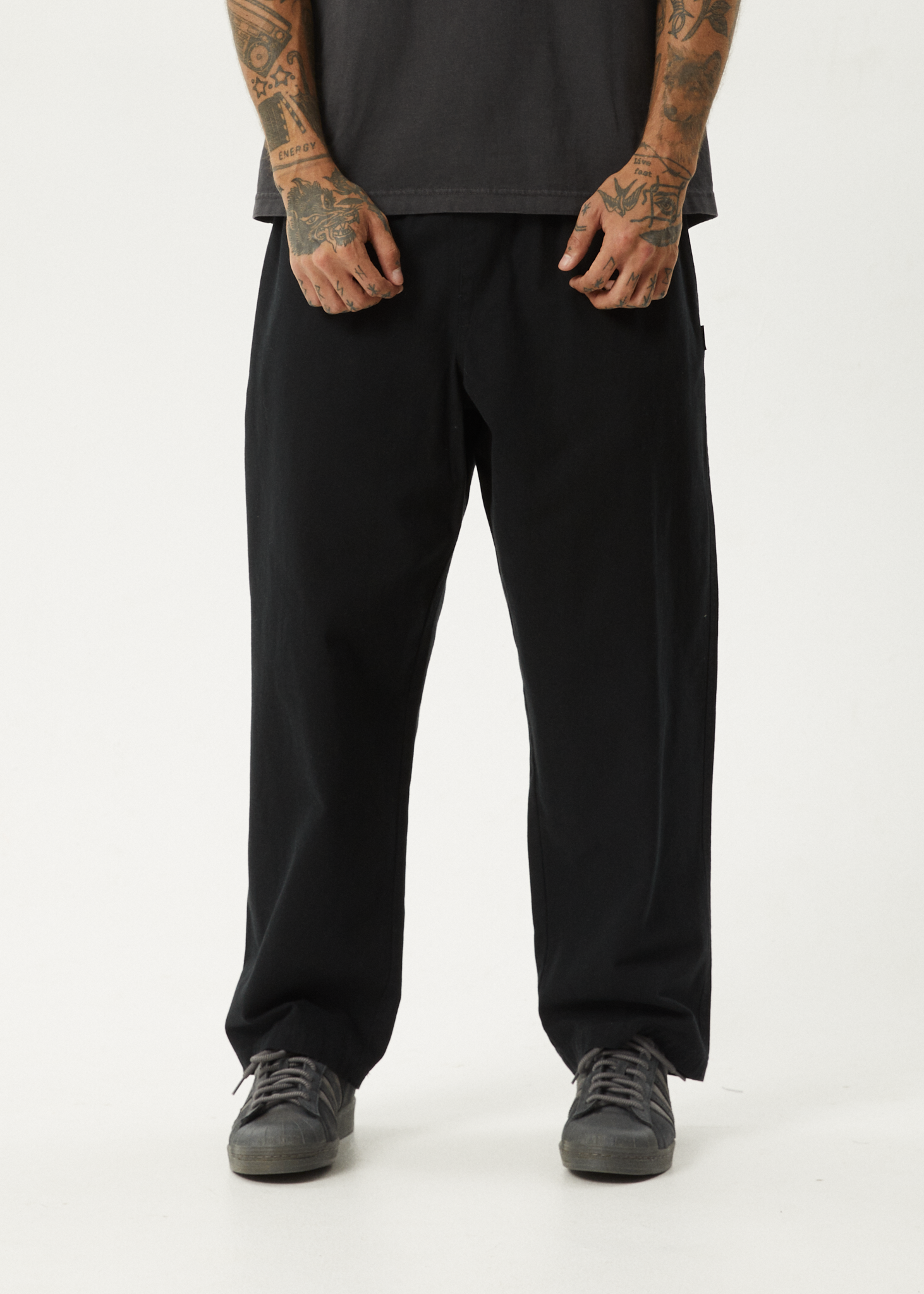 AFENDS Mens Ninety Eights - Elastic Waist Pant - Black