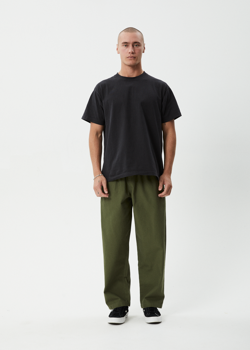 AFENDS Mens Ninety Eights - Elastic Waist Pant - Military
