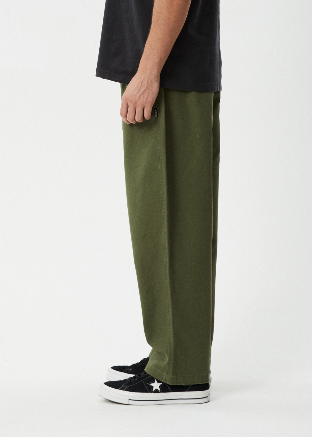 AFENDS Mens Ninety Eights - Elastic Waist Pant - Military