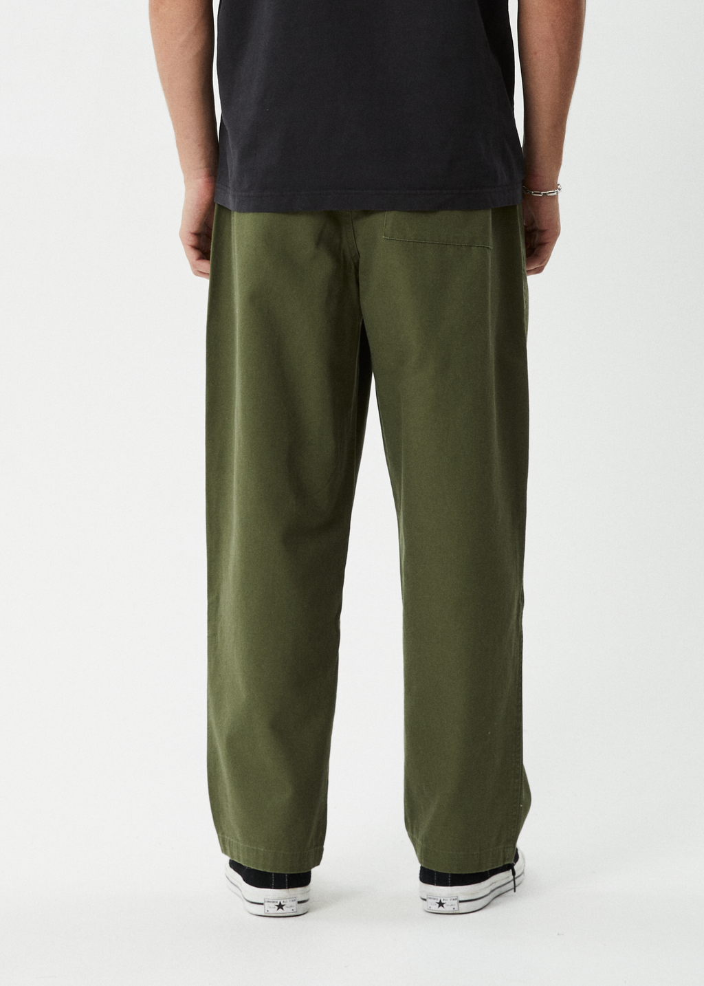 AFENDS Mens Ninety Eights - Elastic Waist Pant - Military