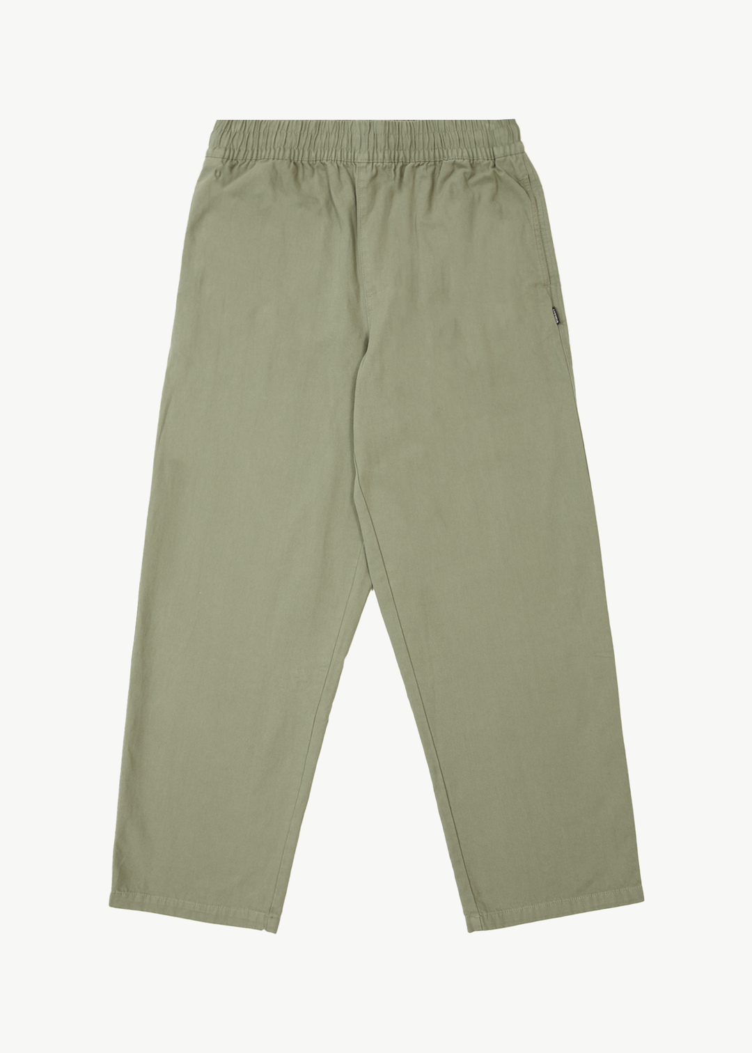 AFENDS Mens Ninety Eights - Baggy Elastic Waist Pants - Olive 