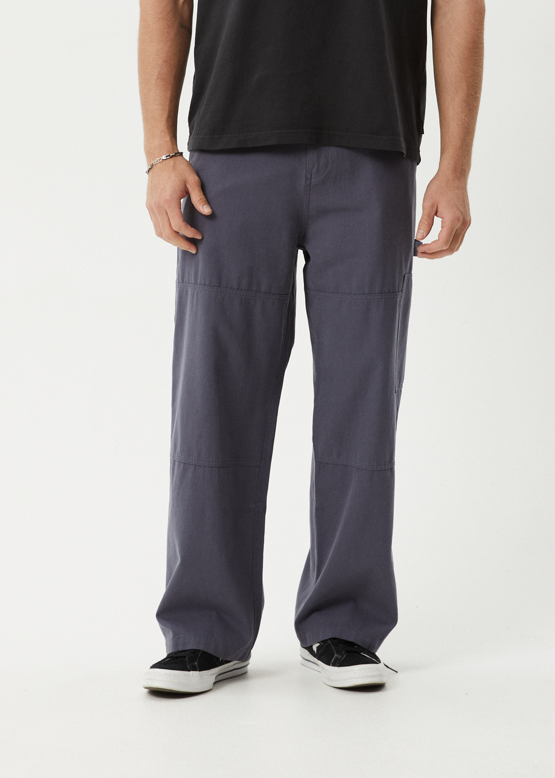 AFENDS Mens Richmond - Canvas Carpenter Pants - Marlin 