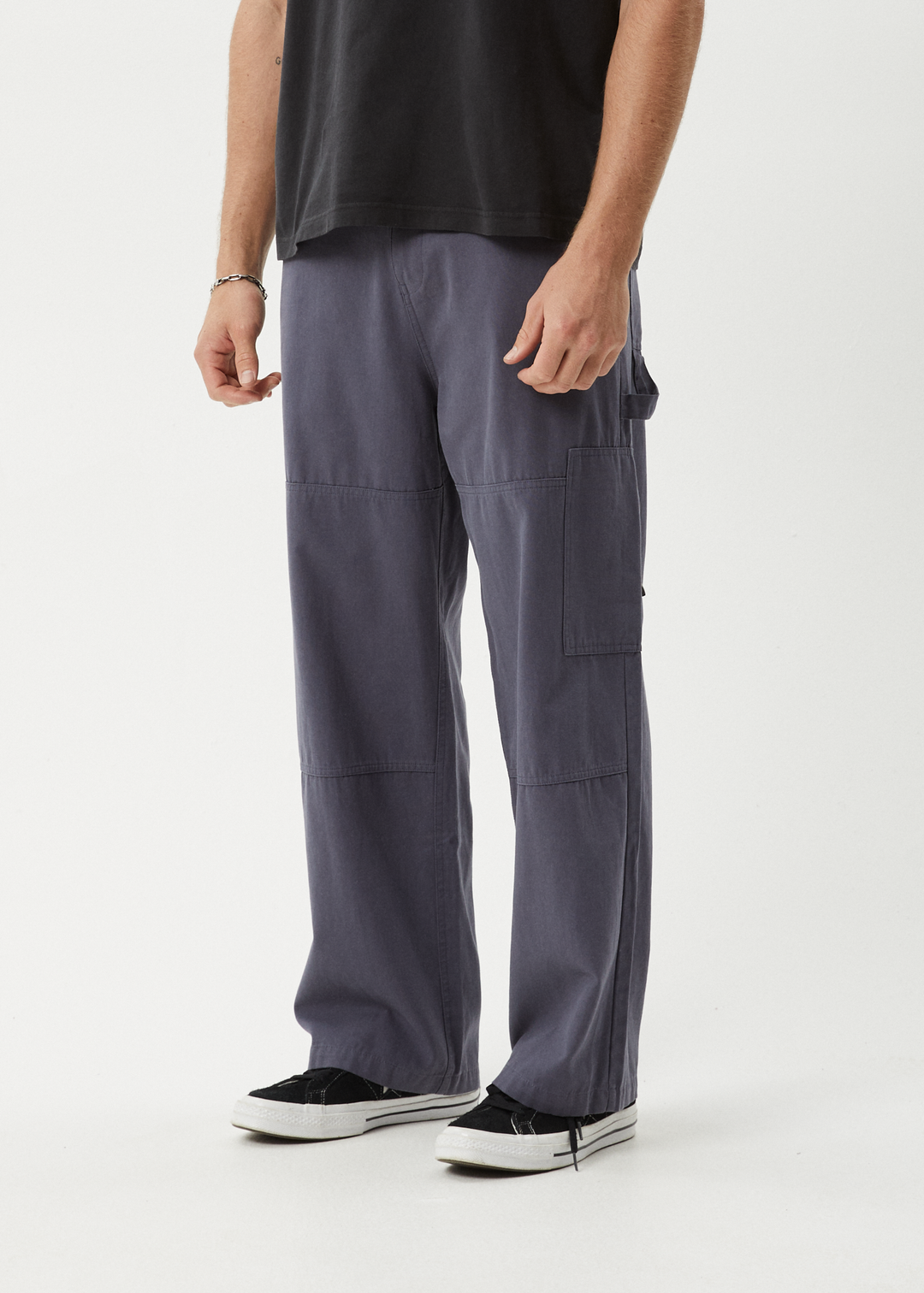 AFENDS Mens Richmond - Canvas Carpenter Pants - Marlin 