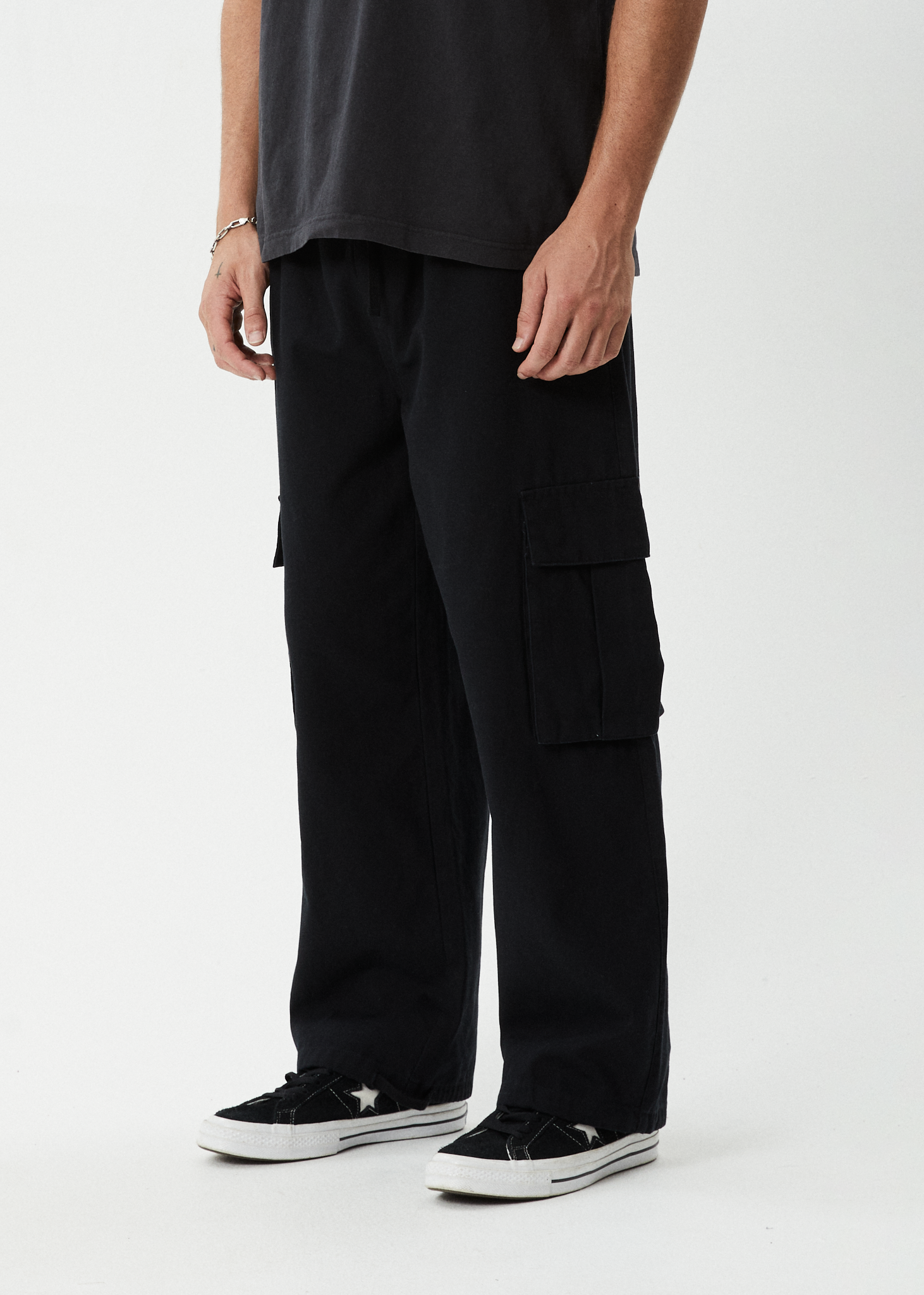 AFENDS Mens Atlas Canvas - Cargo Pant - Black