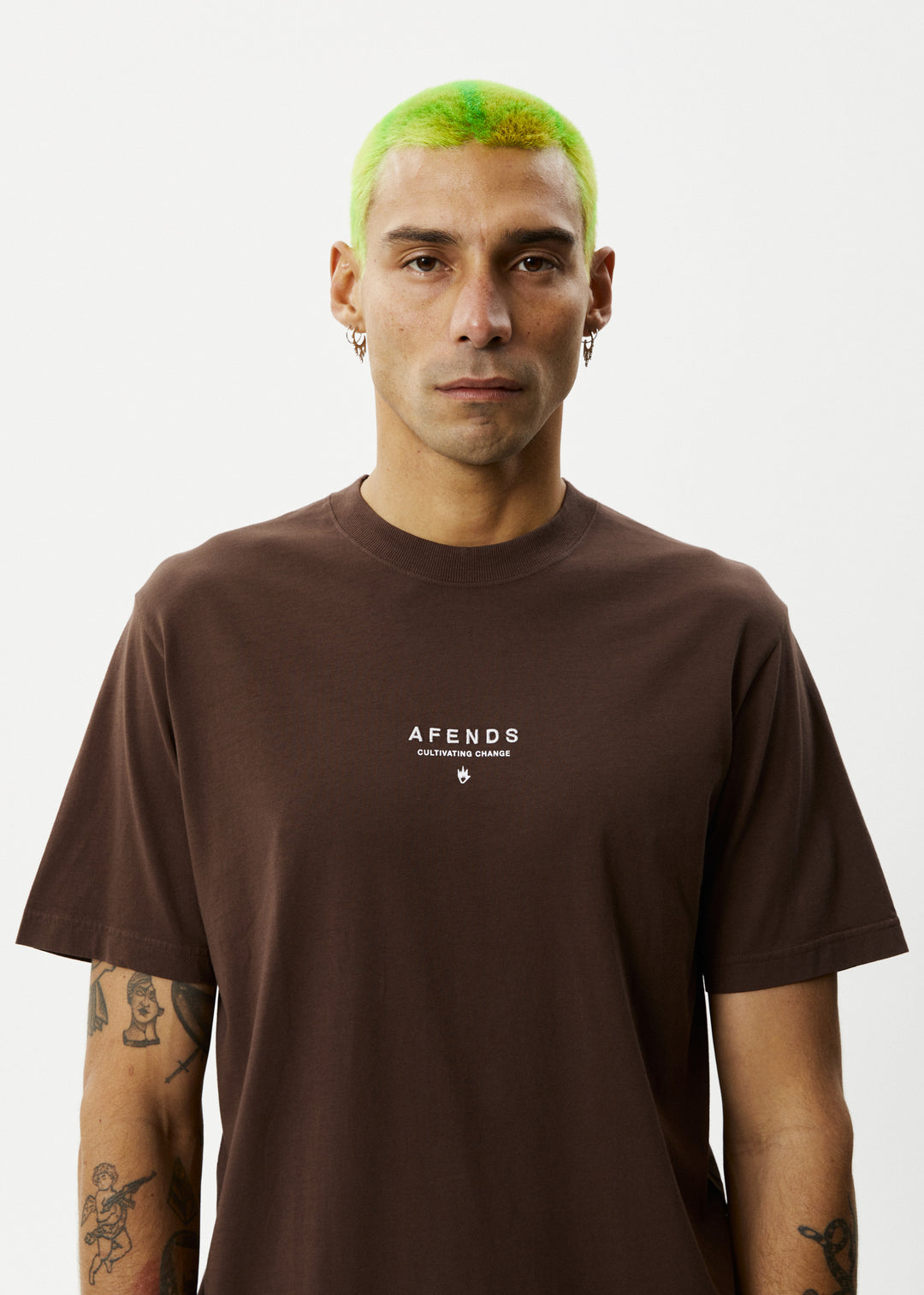 AFENDS Mens Space - Retro Fit Tee - Coffee 