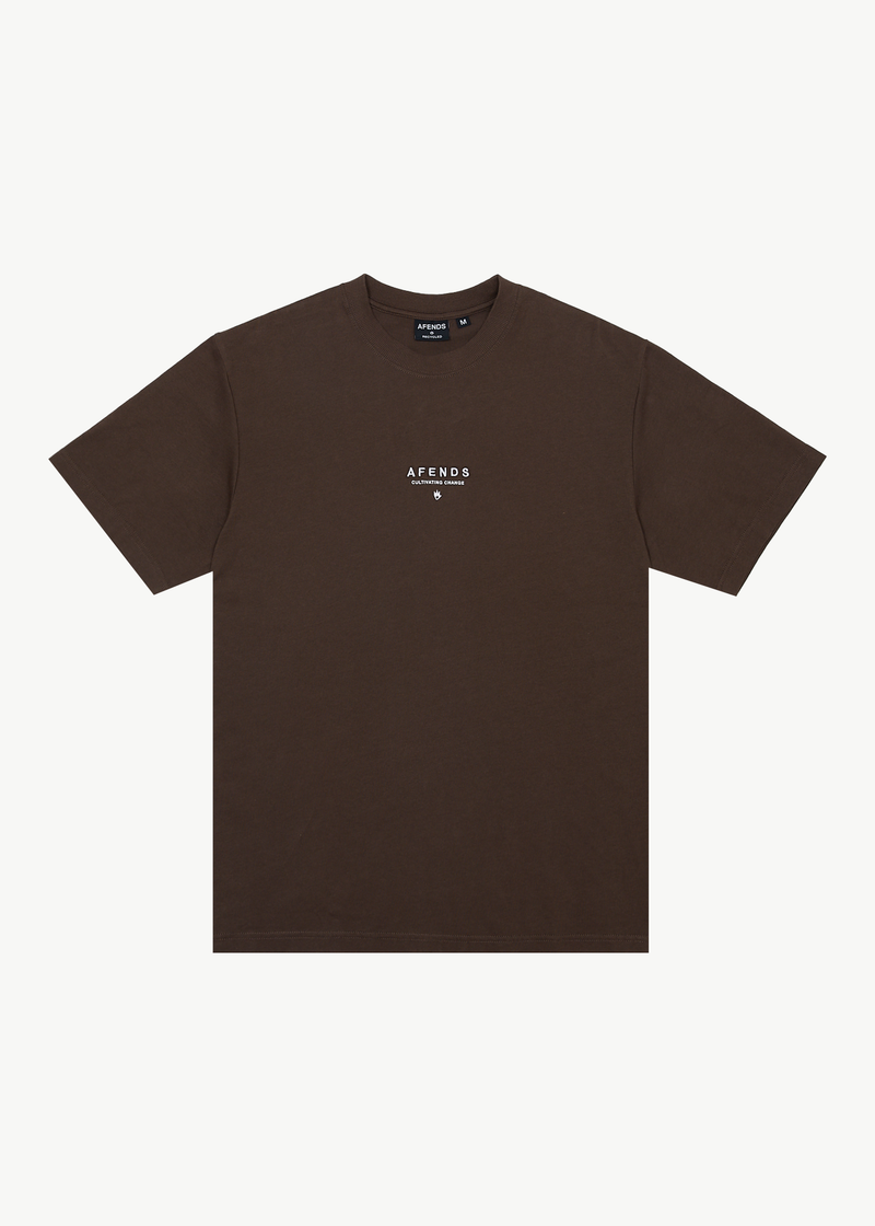 AFENDS Mens Space - Retro Fit Tee - Coffee