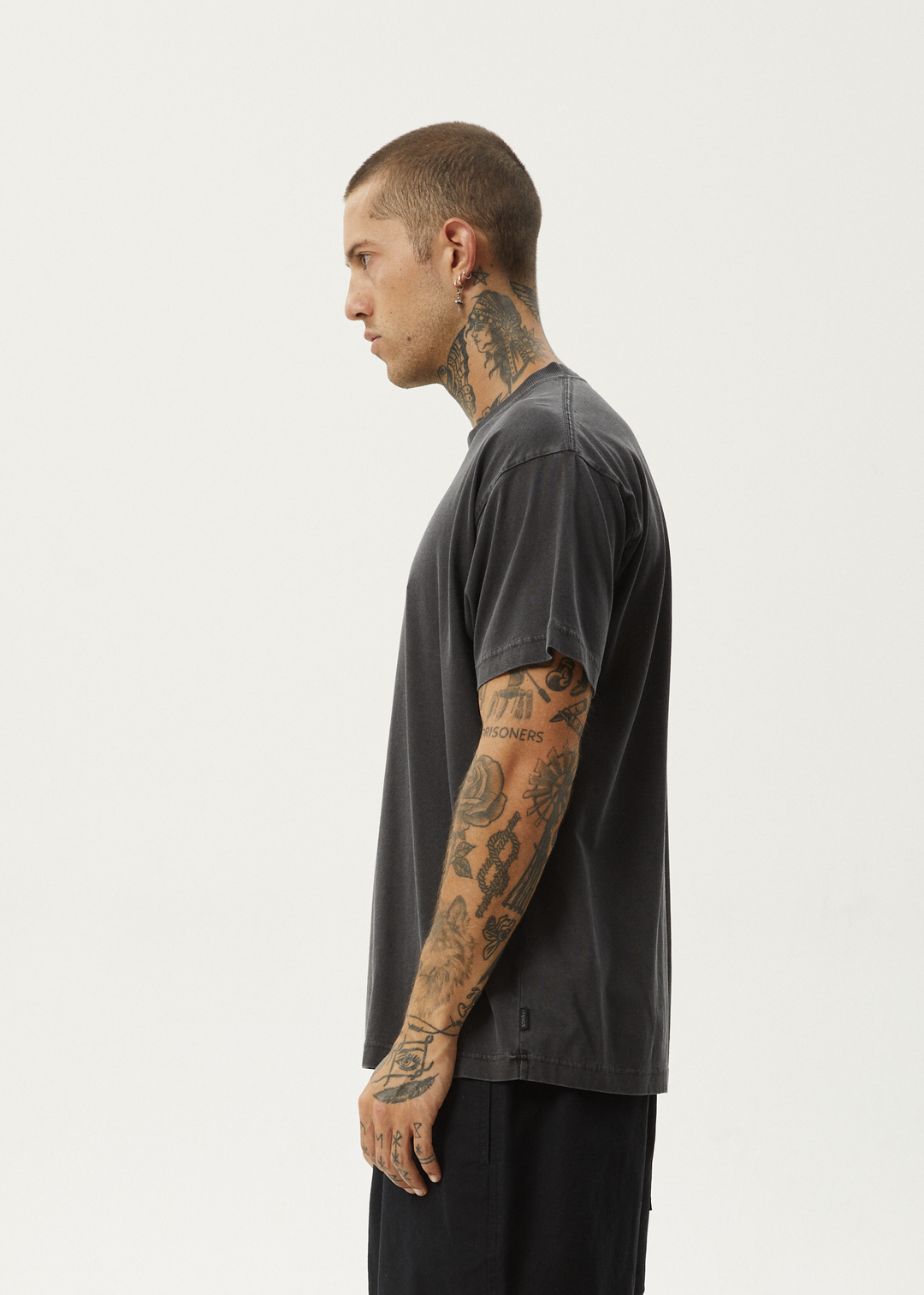 AFENDS Mens Star - Boxy Fit Tee - Stone Black 