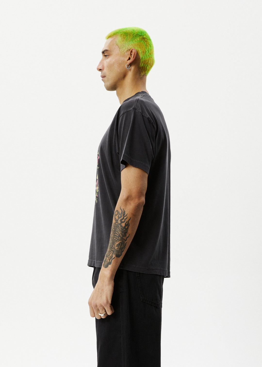 AFENDS Mens Microdose - Boxy Fit Tee - Stone Black 