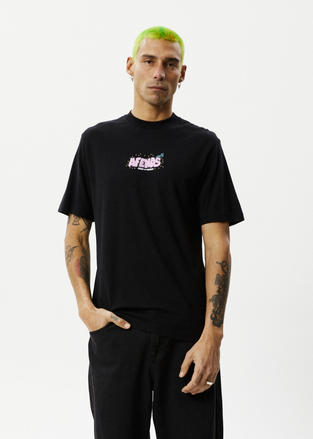 AFENDS Mens Universe - Retro Fit Tee - Black 