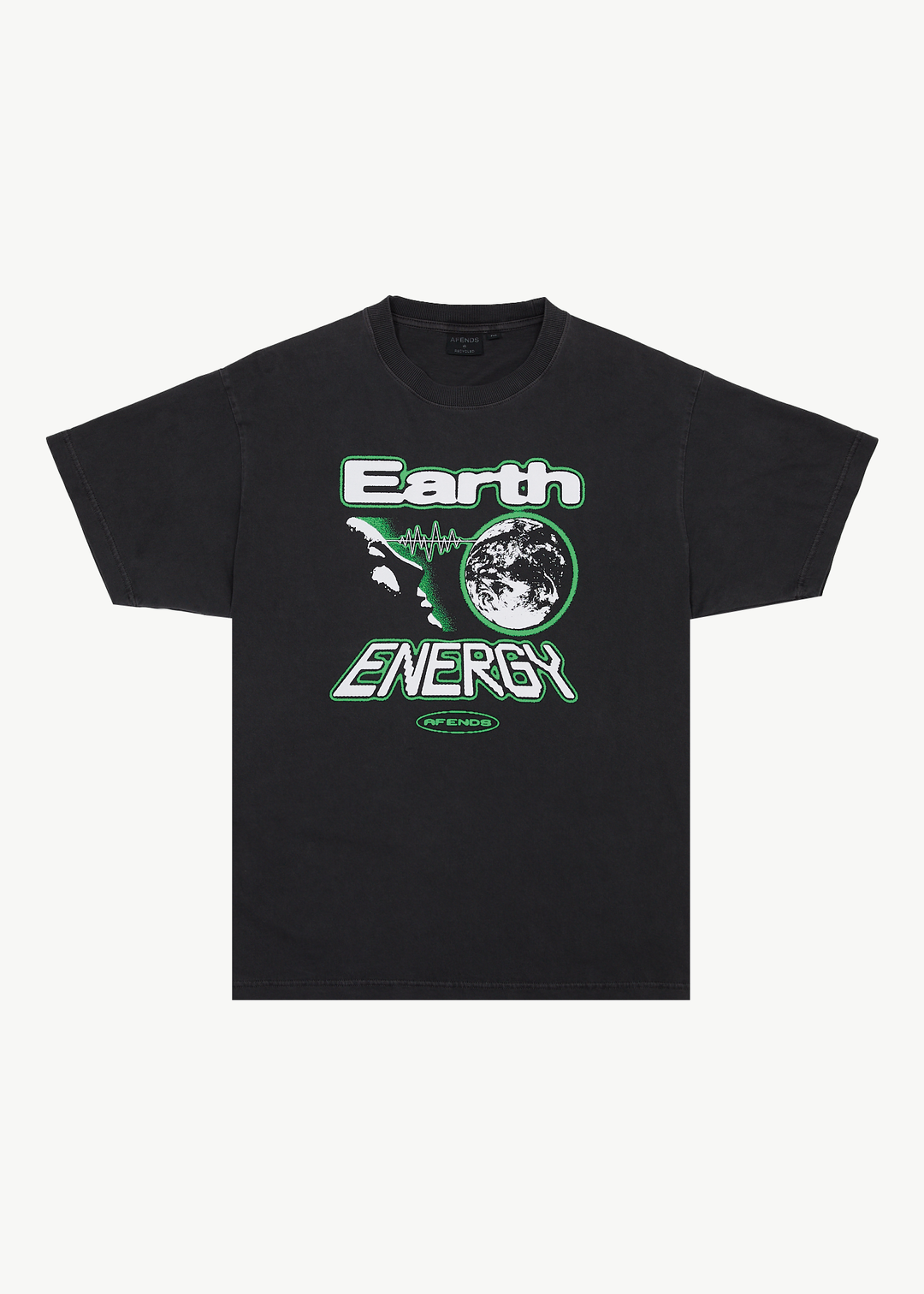 AFENDS Mens Earth Energy - Boxy Fit Tee - Stone Black 