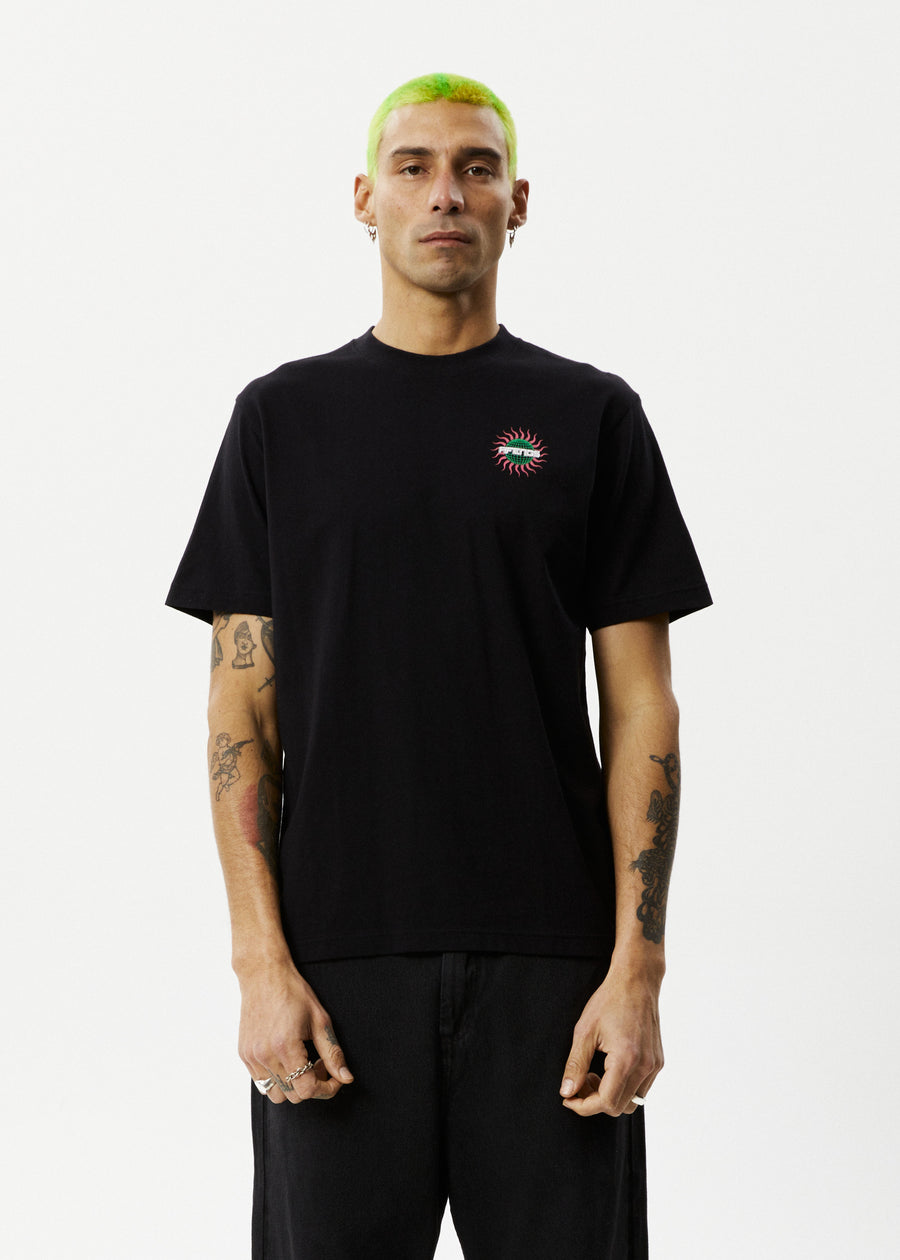 AFENDS Mens Solar Flare - Retro Fit Tee - Black - Afends AU.