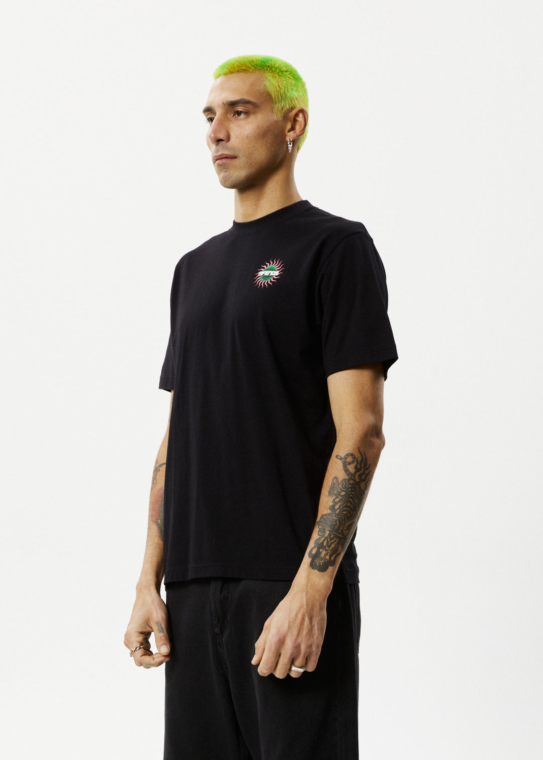 AFENDS Mens Solar Flare - Retro Fit Tee - Black 