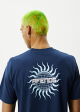 Afends Mens Solar Flare - Retro Fit Tee - Navy - Afends mens solar flare   retro fit tee   navy 