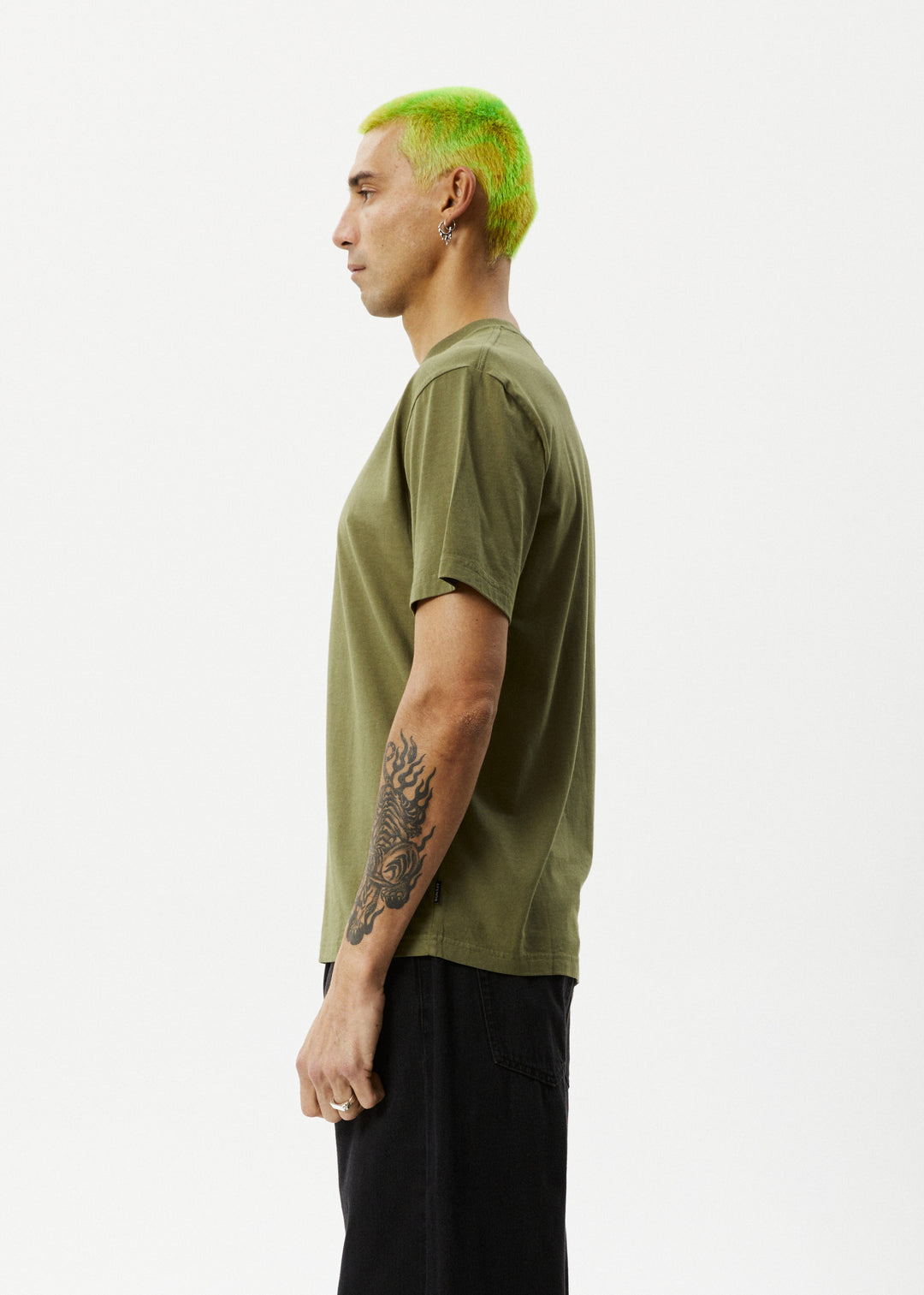 AFENDS Mens Relaxed - Retro Fit Tee - Military 