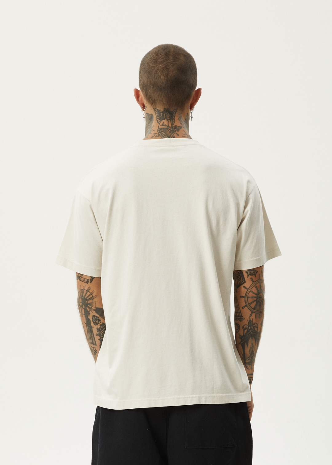 AFENDS Mens Graveyard - Boxy Fit Tee - Moonbeam 