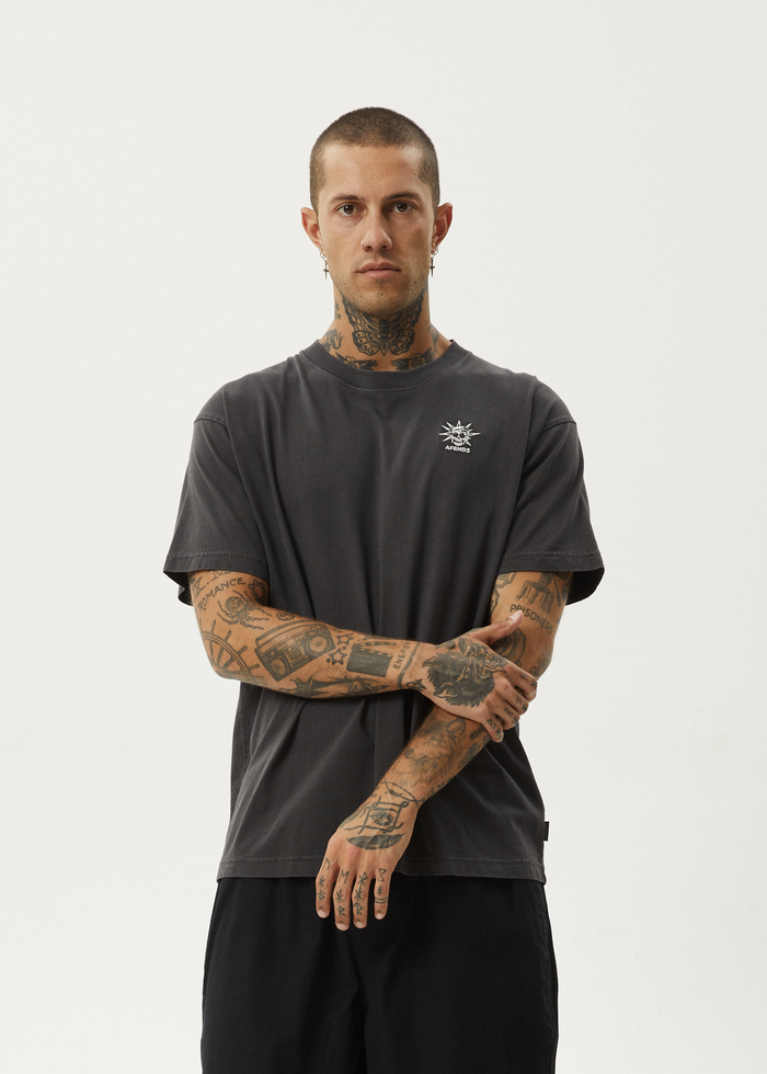 Afends Mens Graveyard - Boxy Fit Tee - Stone Black 